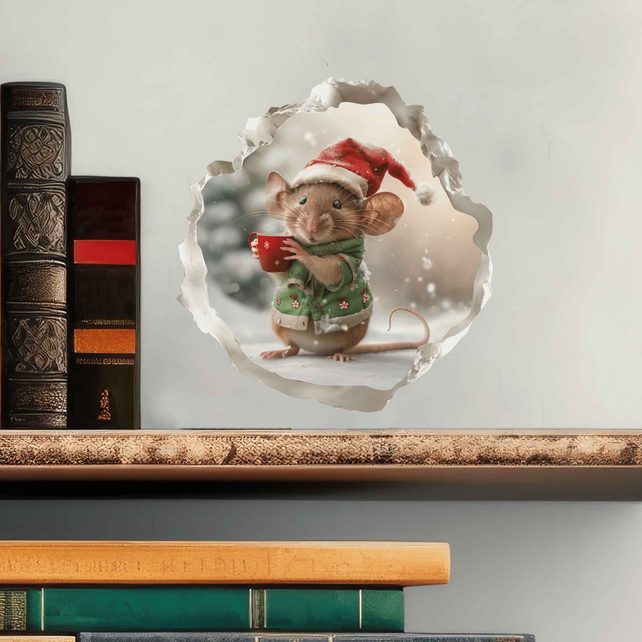 Christmas Hot Cocoa Mouse Hole Decal - My Wonderful Walls