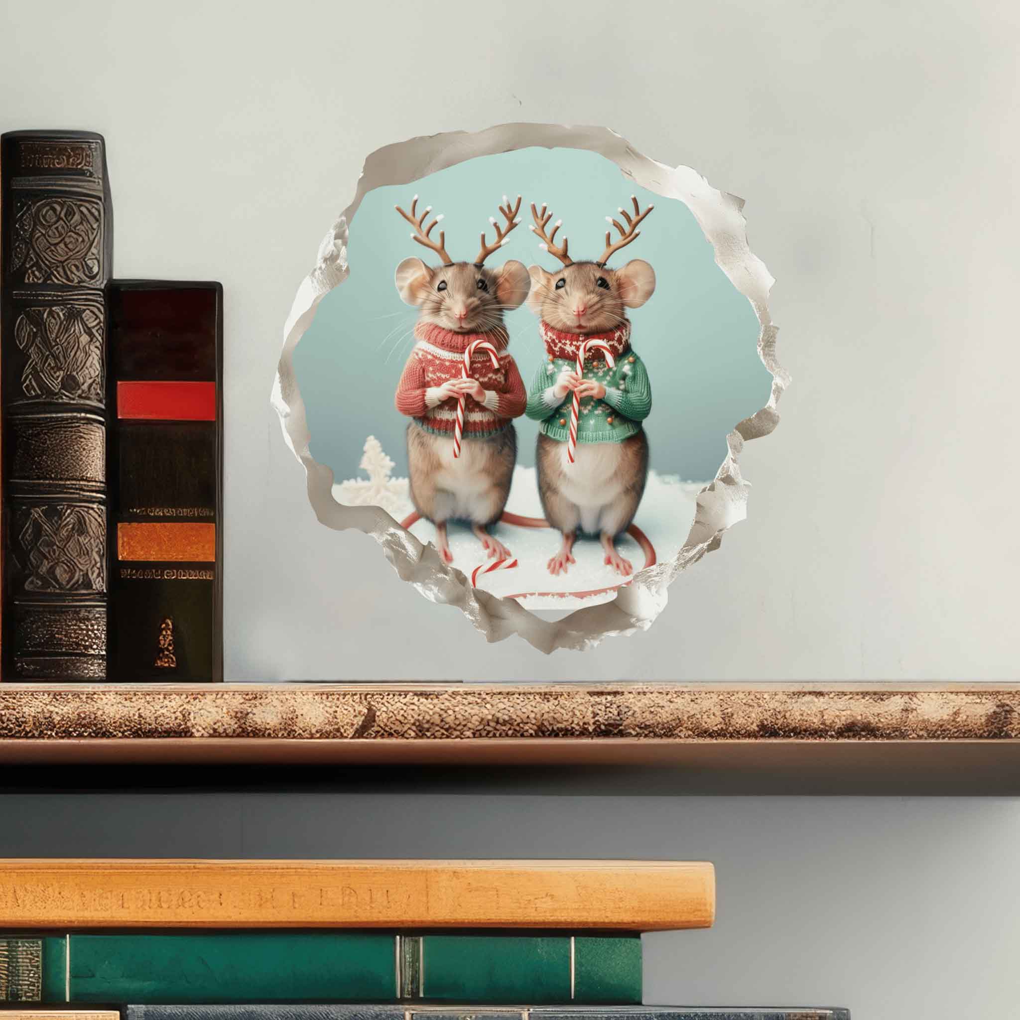 Christmas Jackalope Mouse Hole Decal - My Wonderful Walls