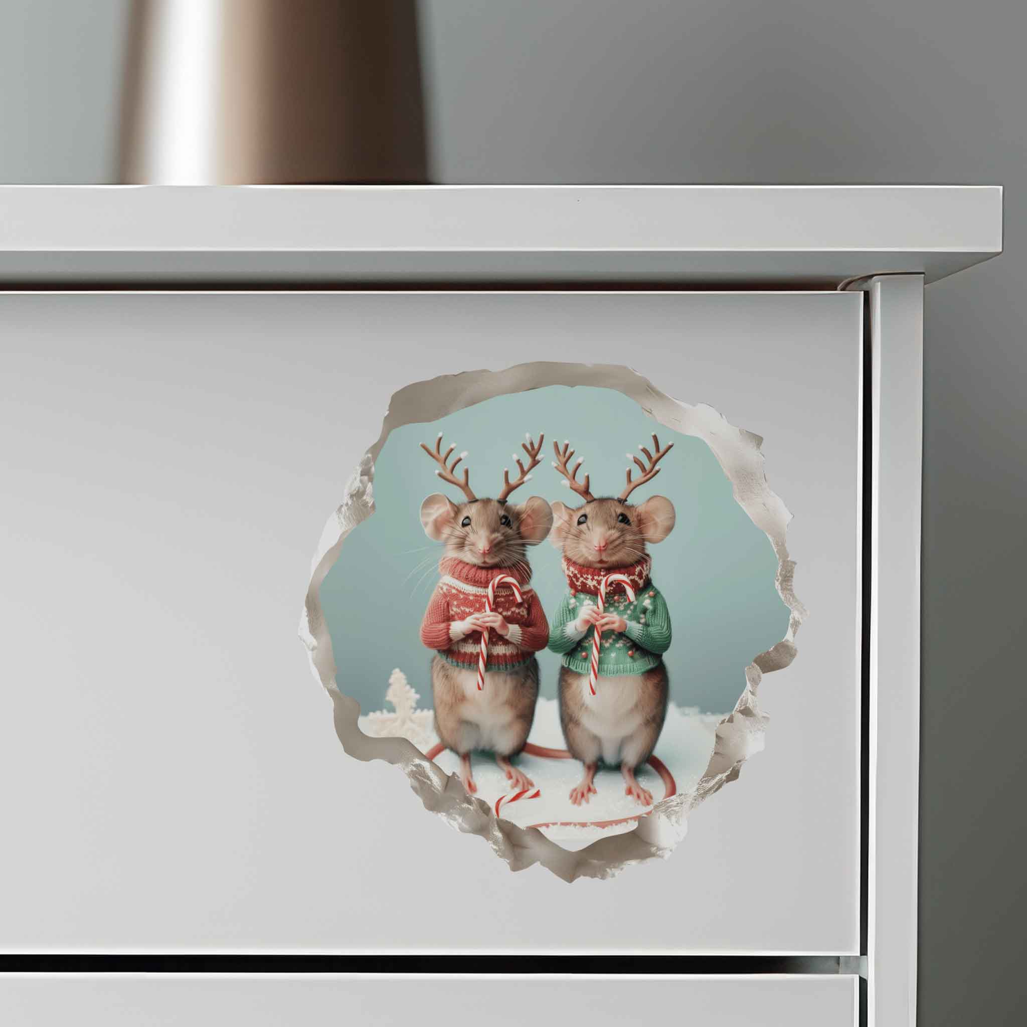 Christmas Jackalope Mouse Hole Decal - My Wonderful Walls