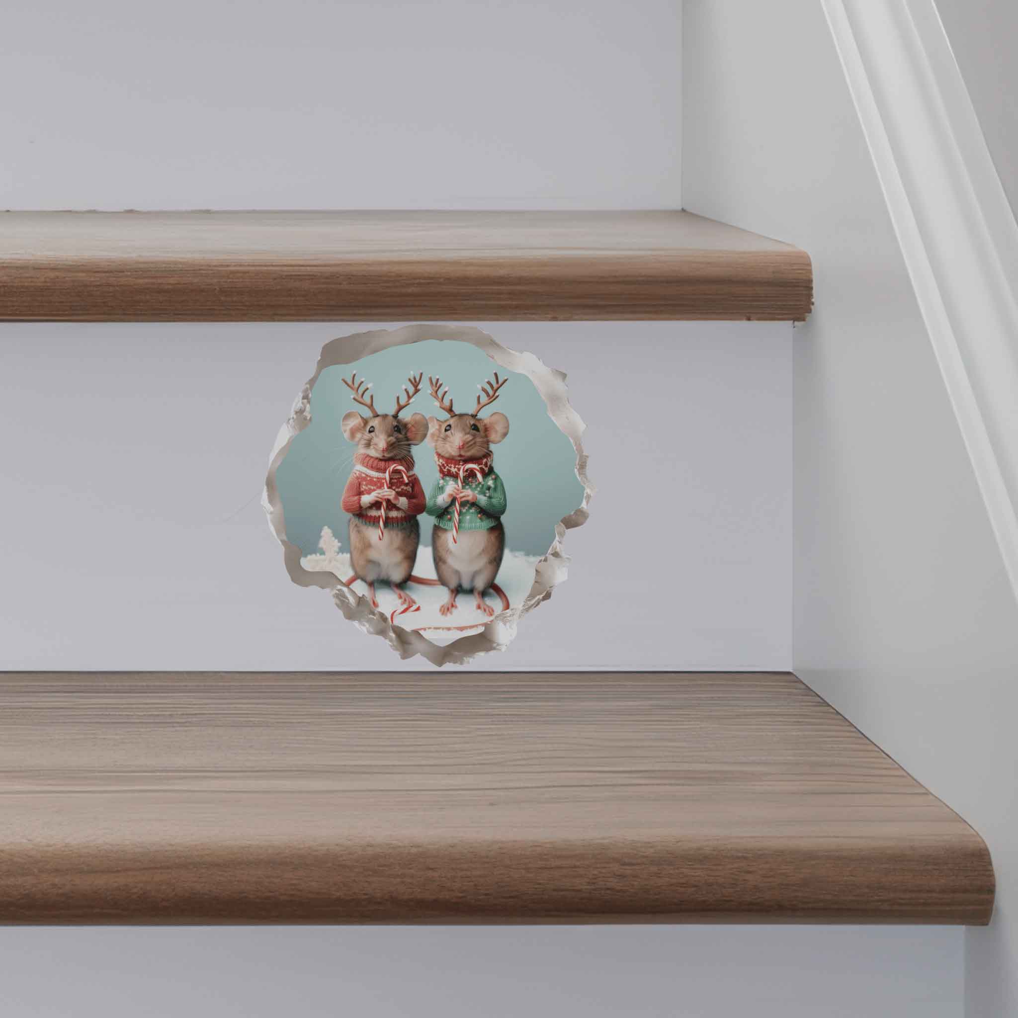 Christmas Jackalope Mouse Hole Decal - My Wonderful Walls