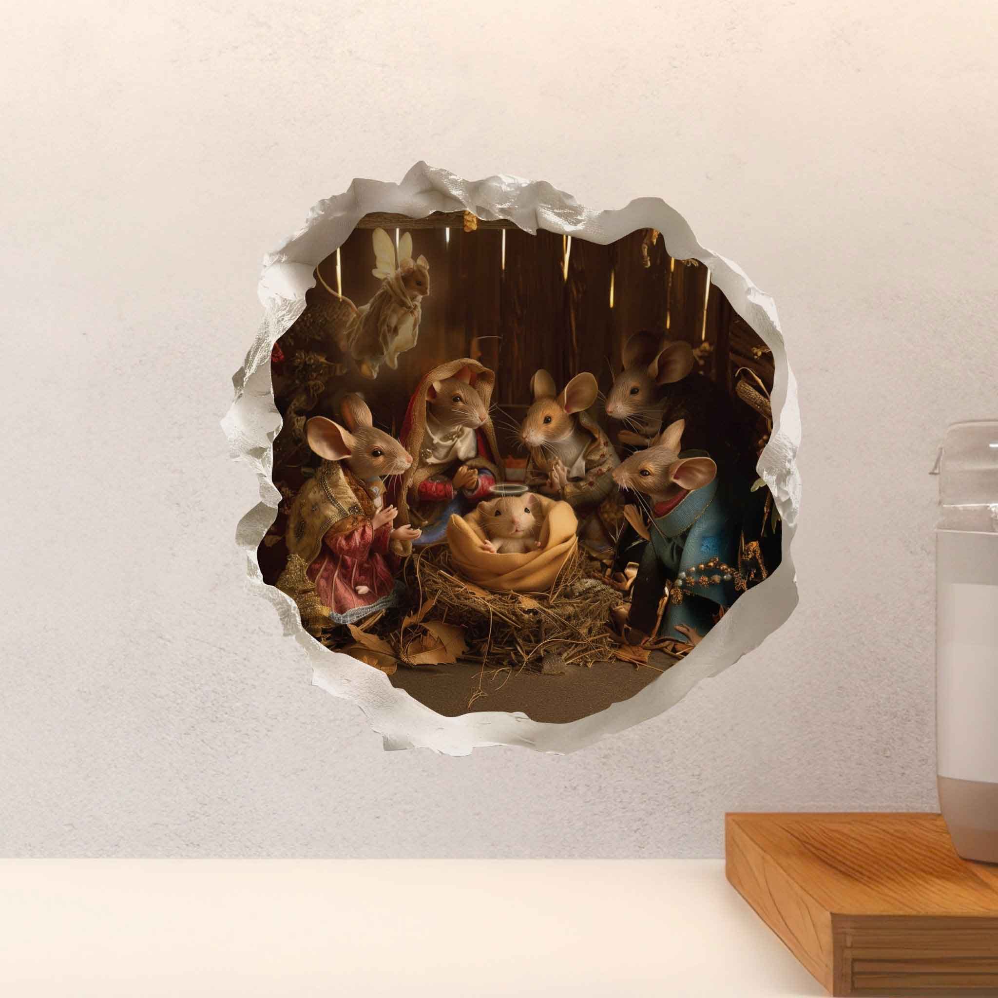 Christmas Nativity Mouse Hole Decal - My Wonderful Walls