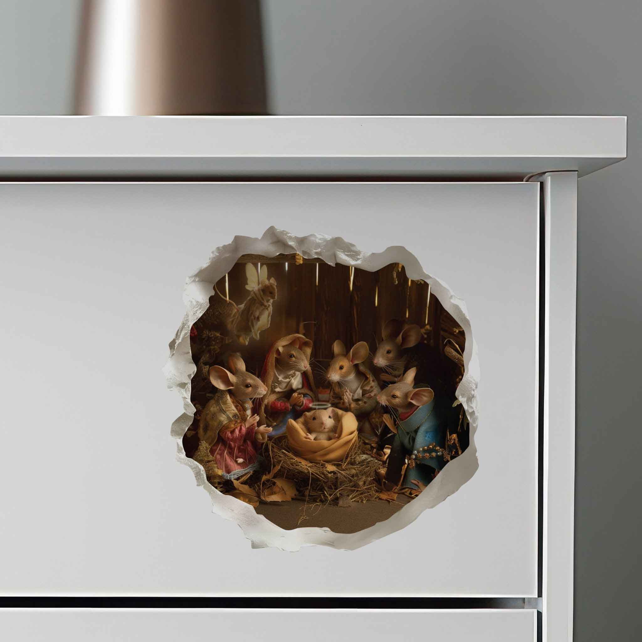 Christmas Nativity Mouse Hole Decal - My Wonderful Walls