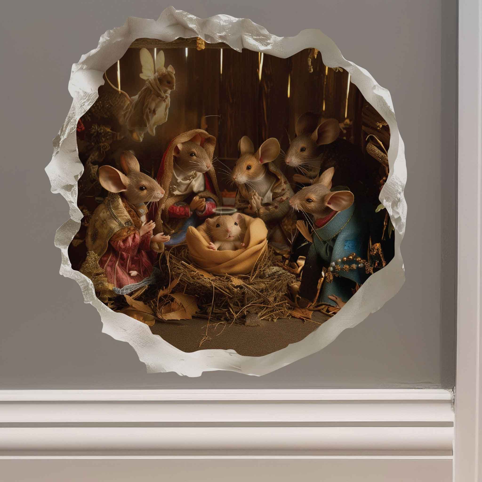 Christmas Nativity Mouse Hole Decal - My Wonderful Walls