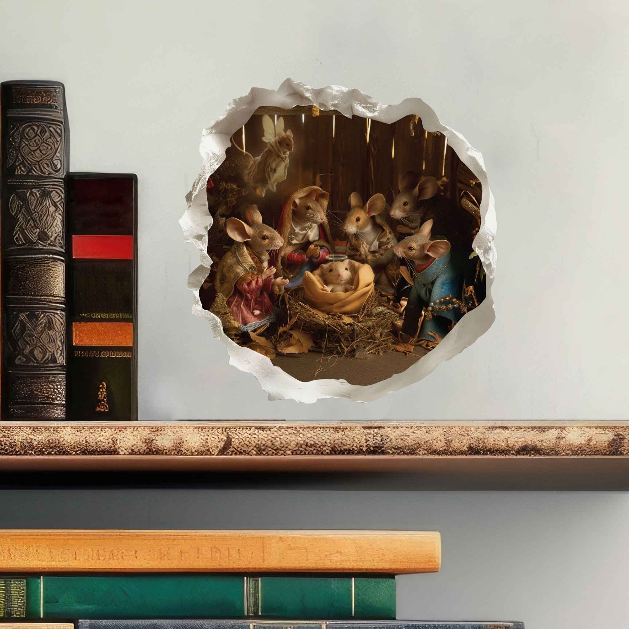 Christmas Nativity Mouse Hole Decal - My Wonderful Walls