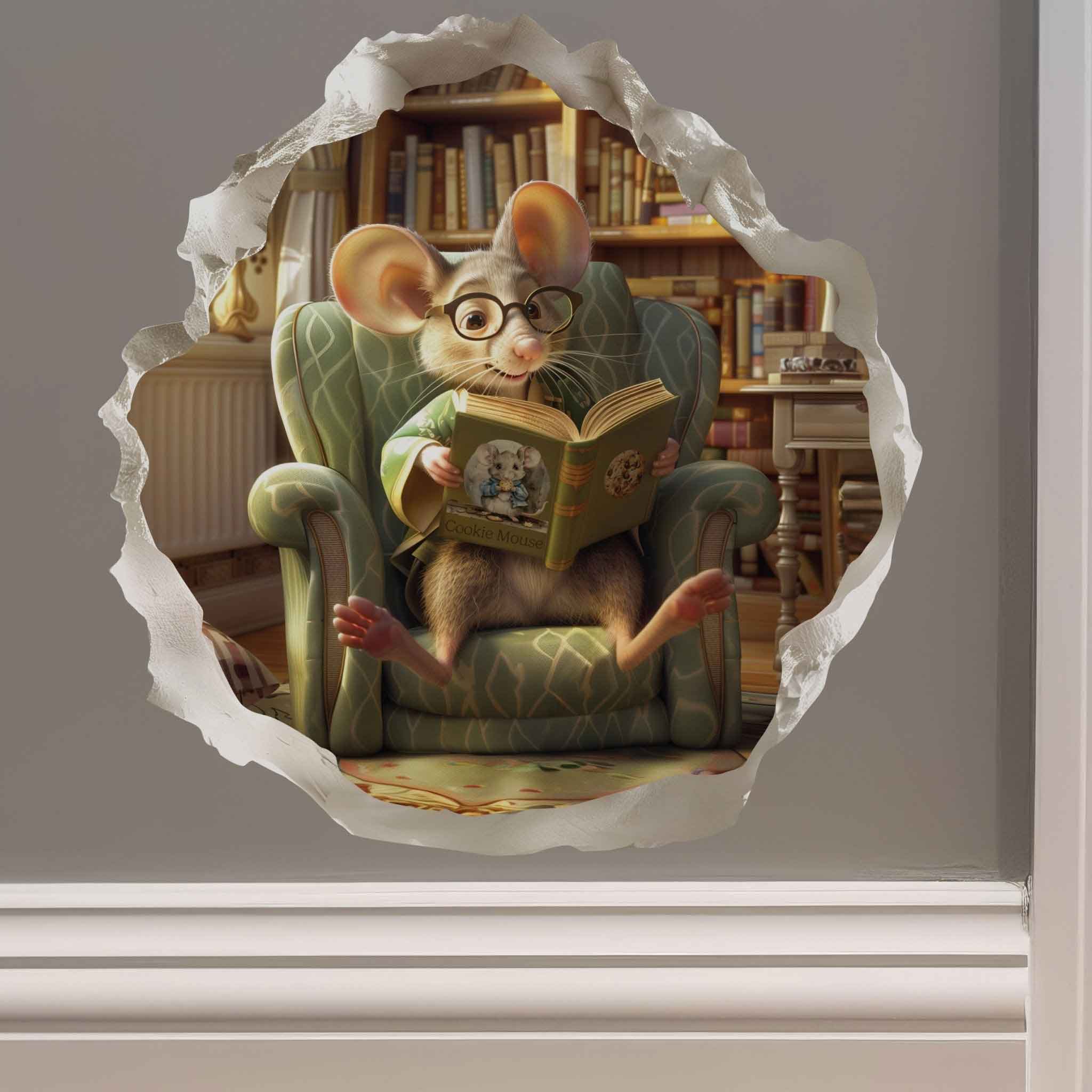 Cozy Reading Mouse Hole Decal - My Wonderful Walls