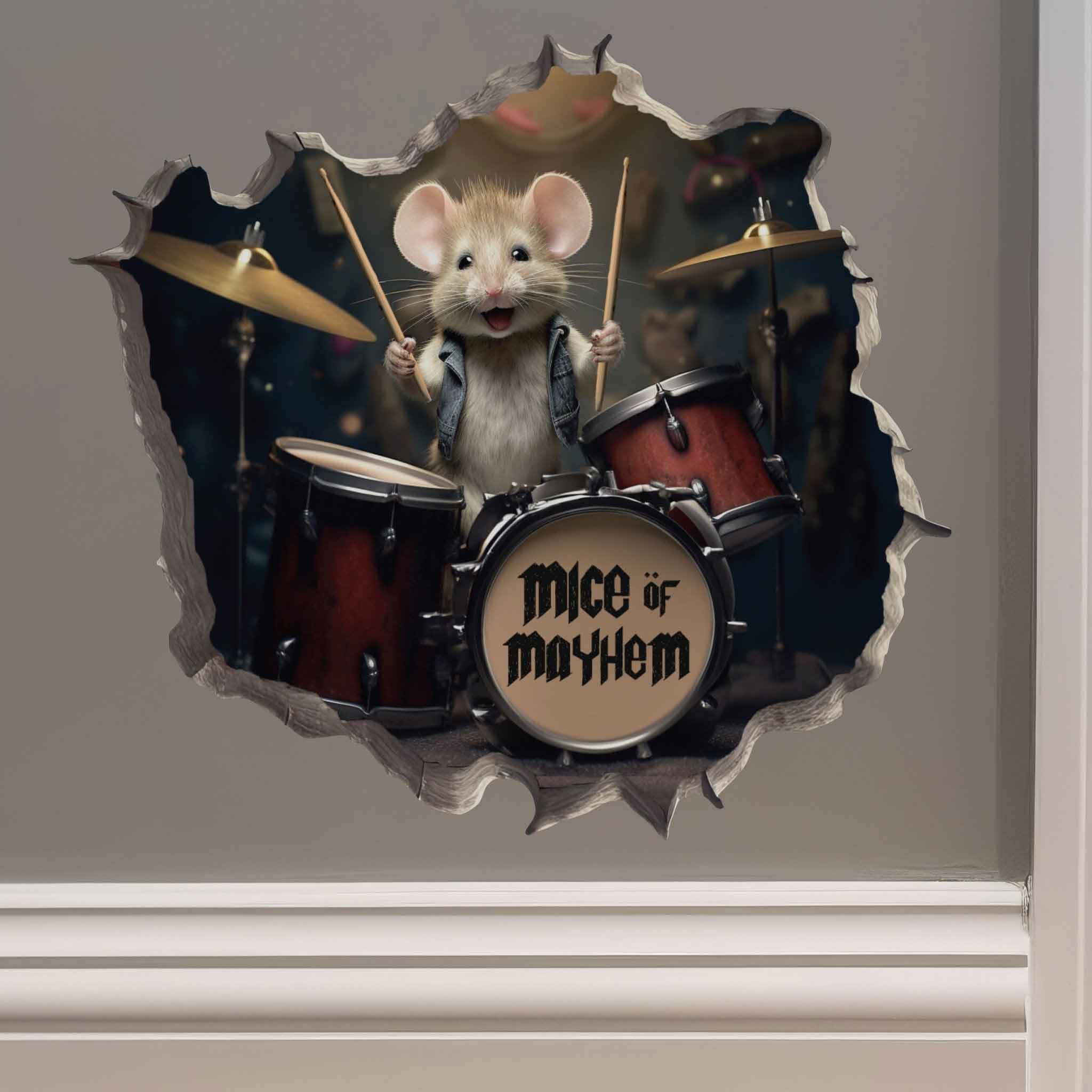 Drummer Mouse Hole Decal - My Wonderful Walls