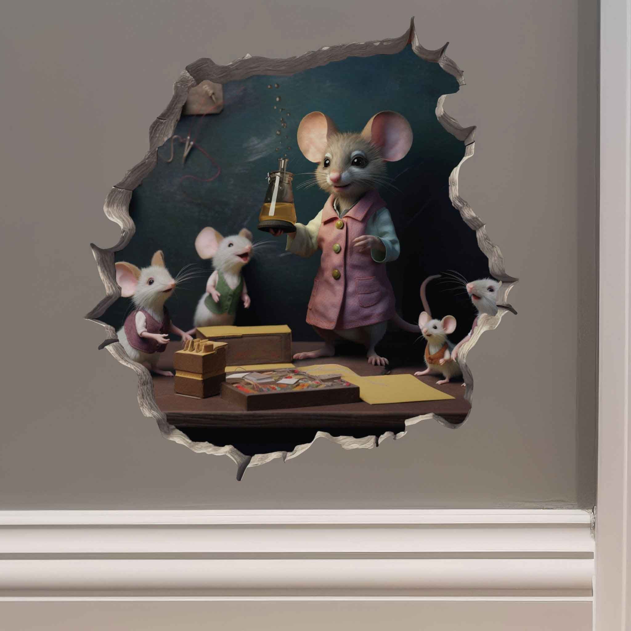 Female Teacher Mouse Hole Decal - My Wonderful Walls