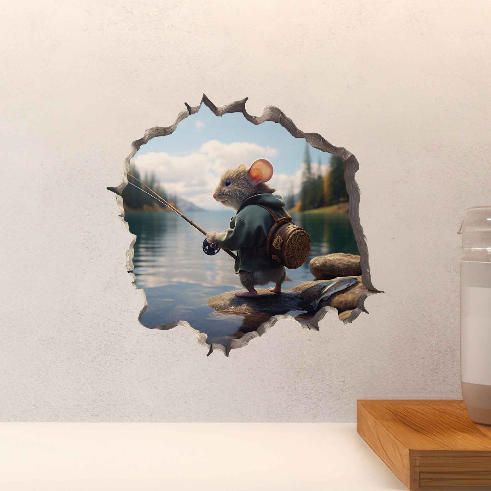 Fisherman Mouse Hole Decal - My Wonderful Walls