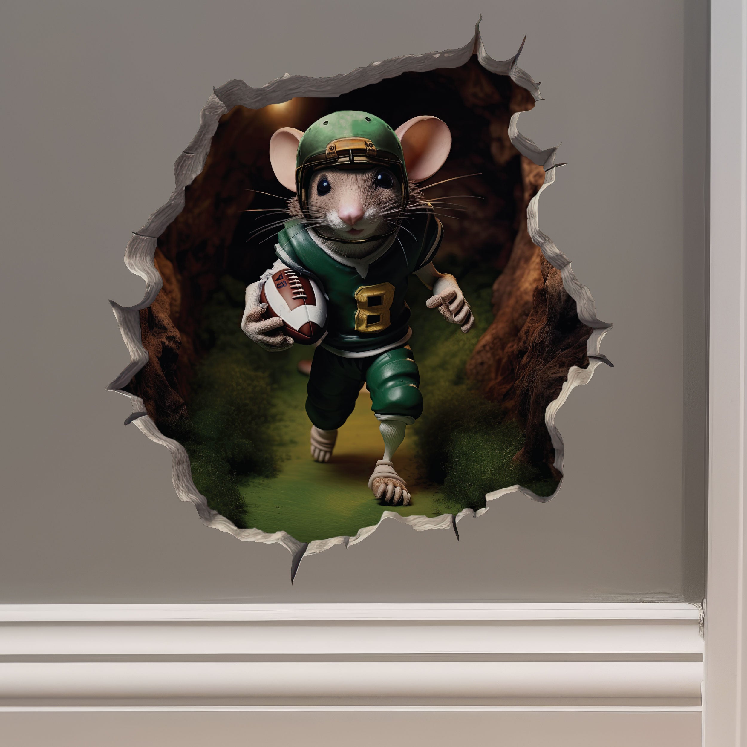 Football Mouse Hole Decal