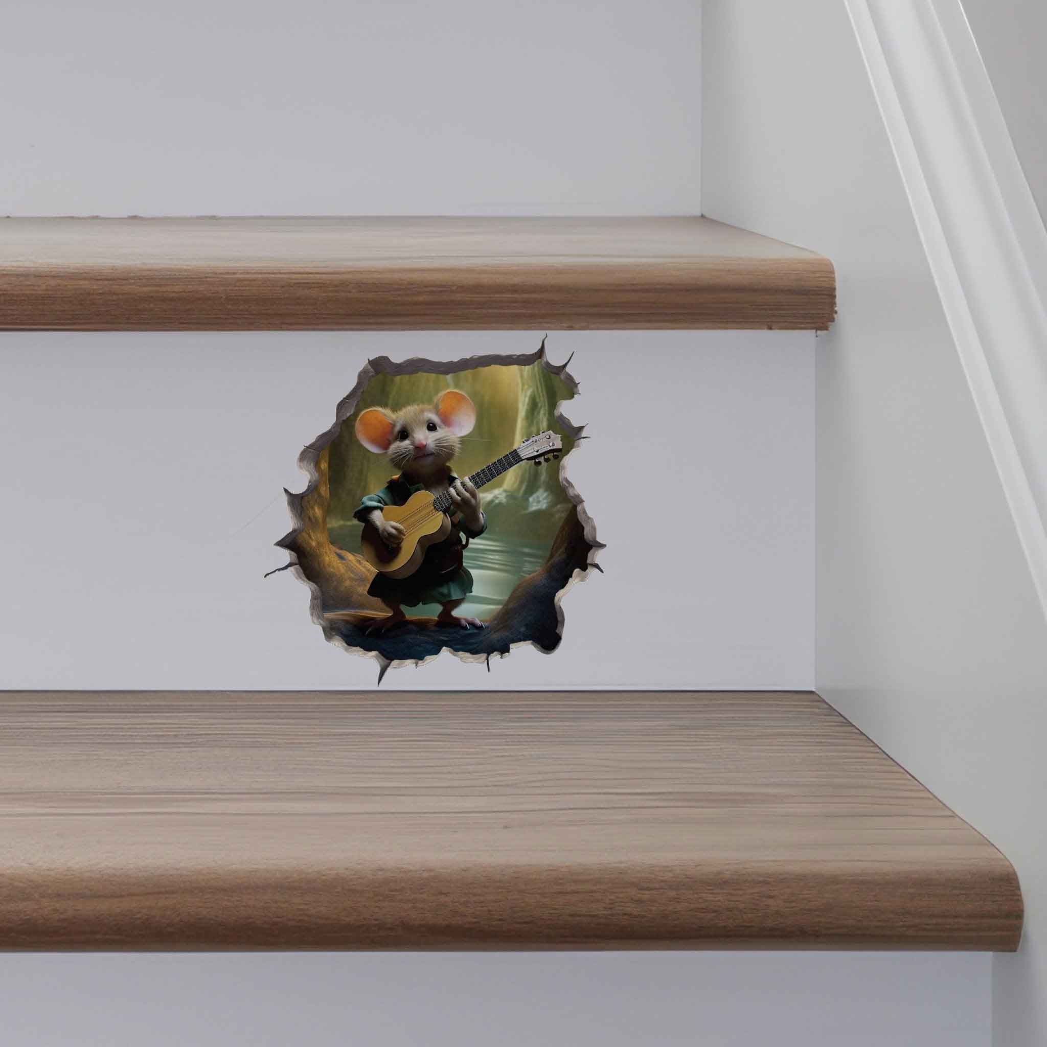 Guitar - Playing Mouse Hole Decal - My Wonderful Walls