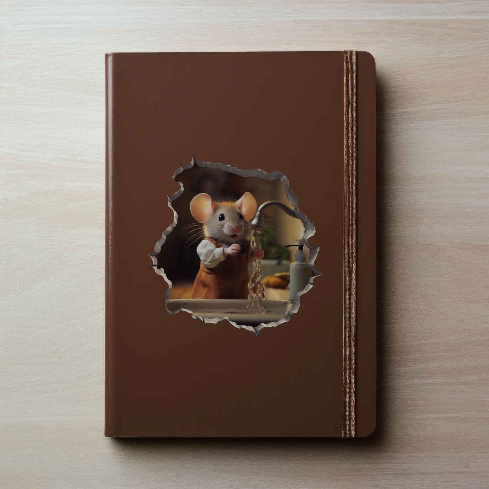 Hand Washing Mouse in Mouse Hole Decal - My Wonderful Walls