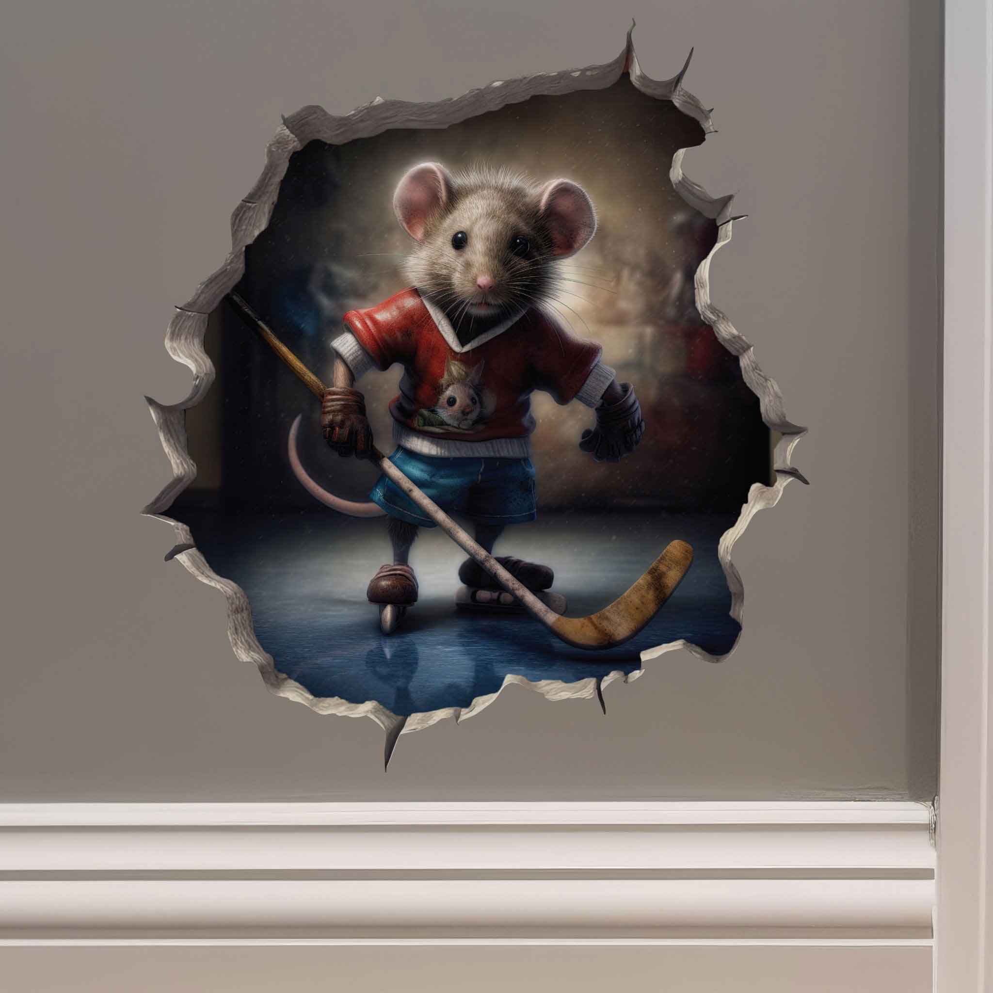 Hockey Mouse Hole Decal - My Wonderful Walls