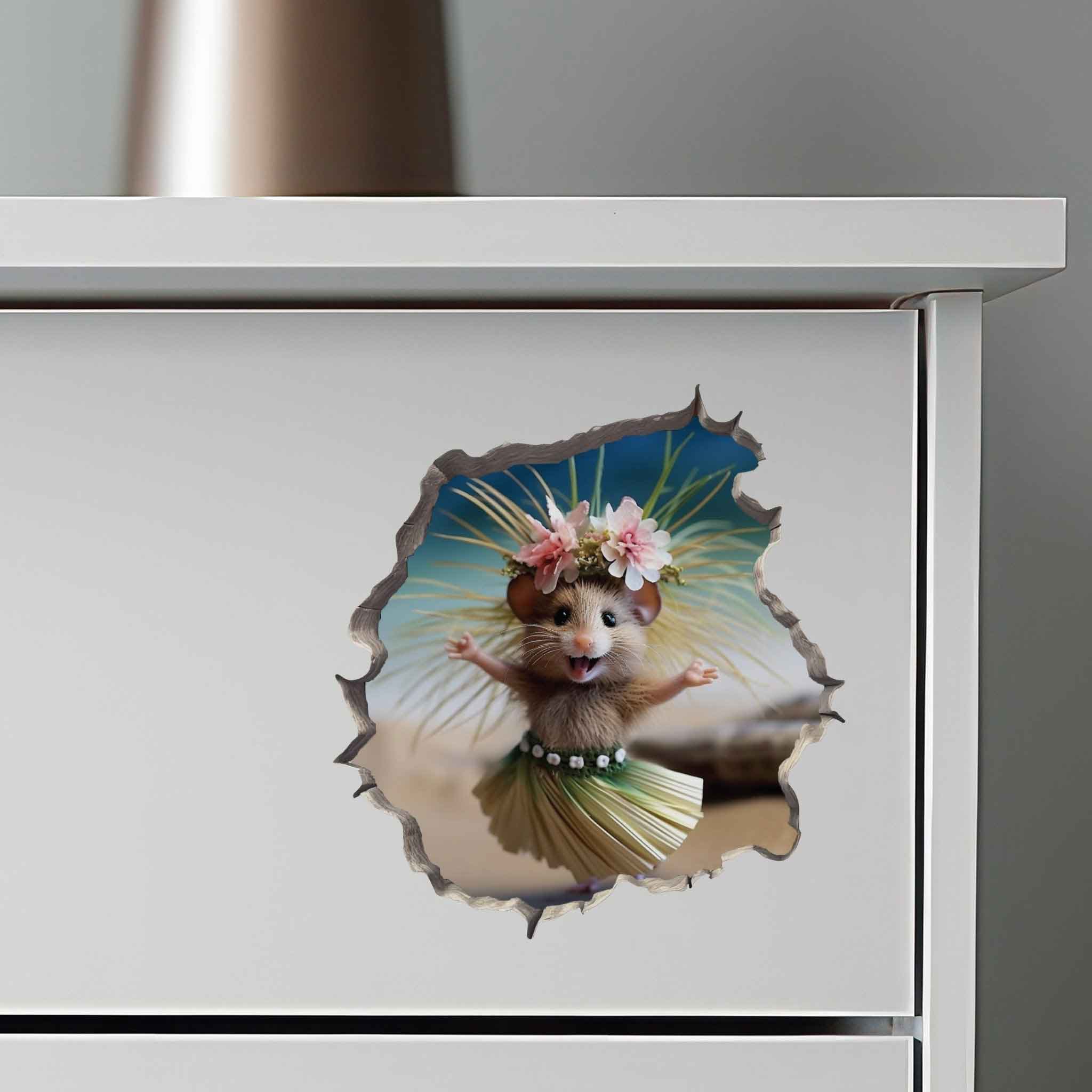 Hula Mouse in Mouse Hole Decal - My Wonderful Walls