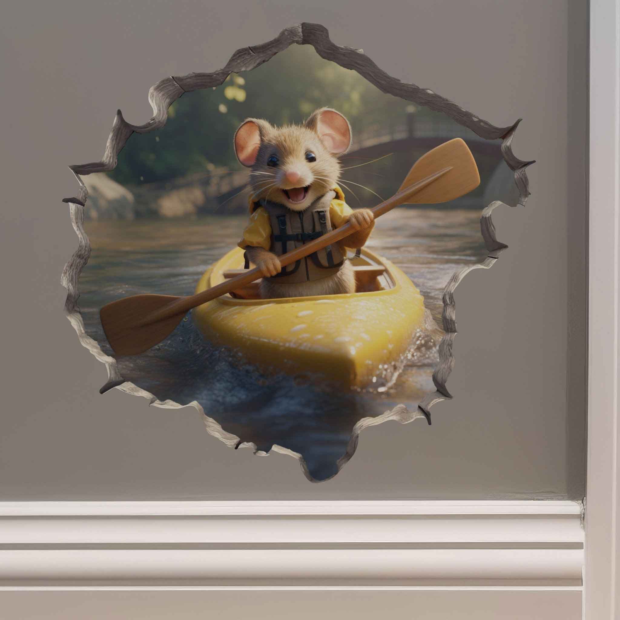 Kayaking Mouse Hole Decal - My Wonderful Walls