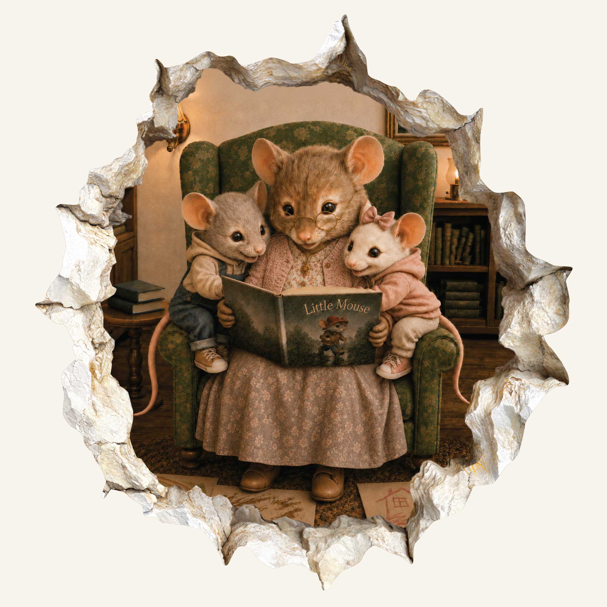 Grandma Tales Hardback Storybook & Mouse Hole Decal Set