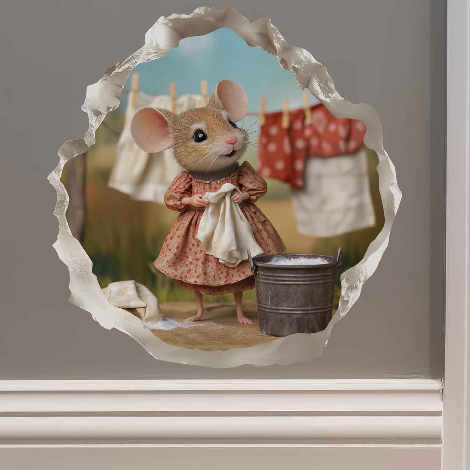 Laundry Mouse Hole Decal - My Wonderful Walls