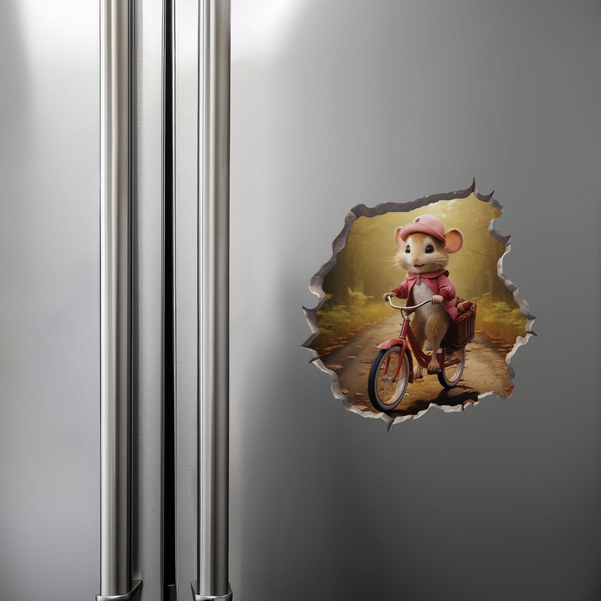 Little Biker Girl Mouse Hole Decal - My Wonderful Walls
