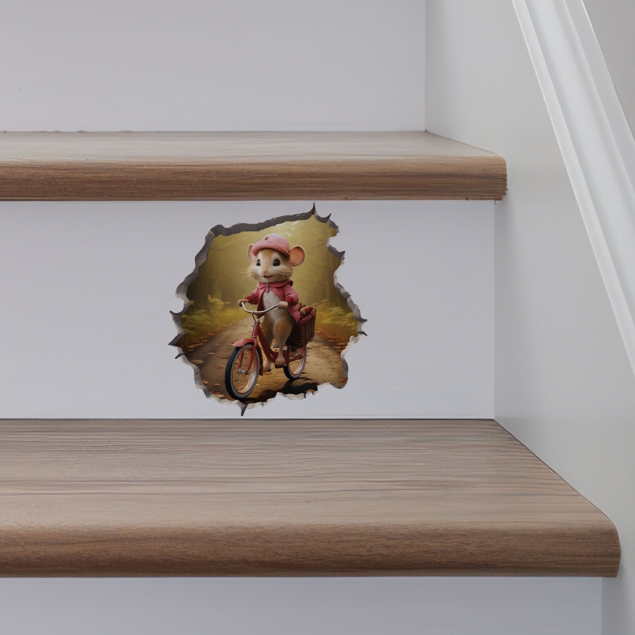 Little Biker Girl Mouse Hole Decal - My Wonderful Walls