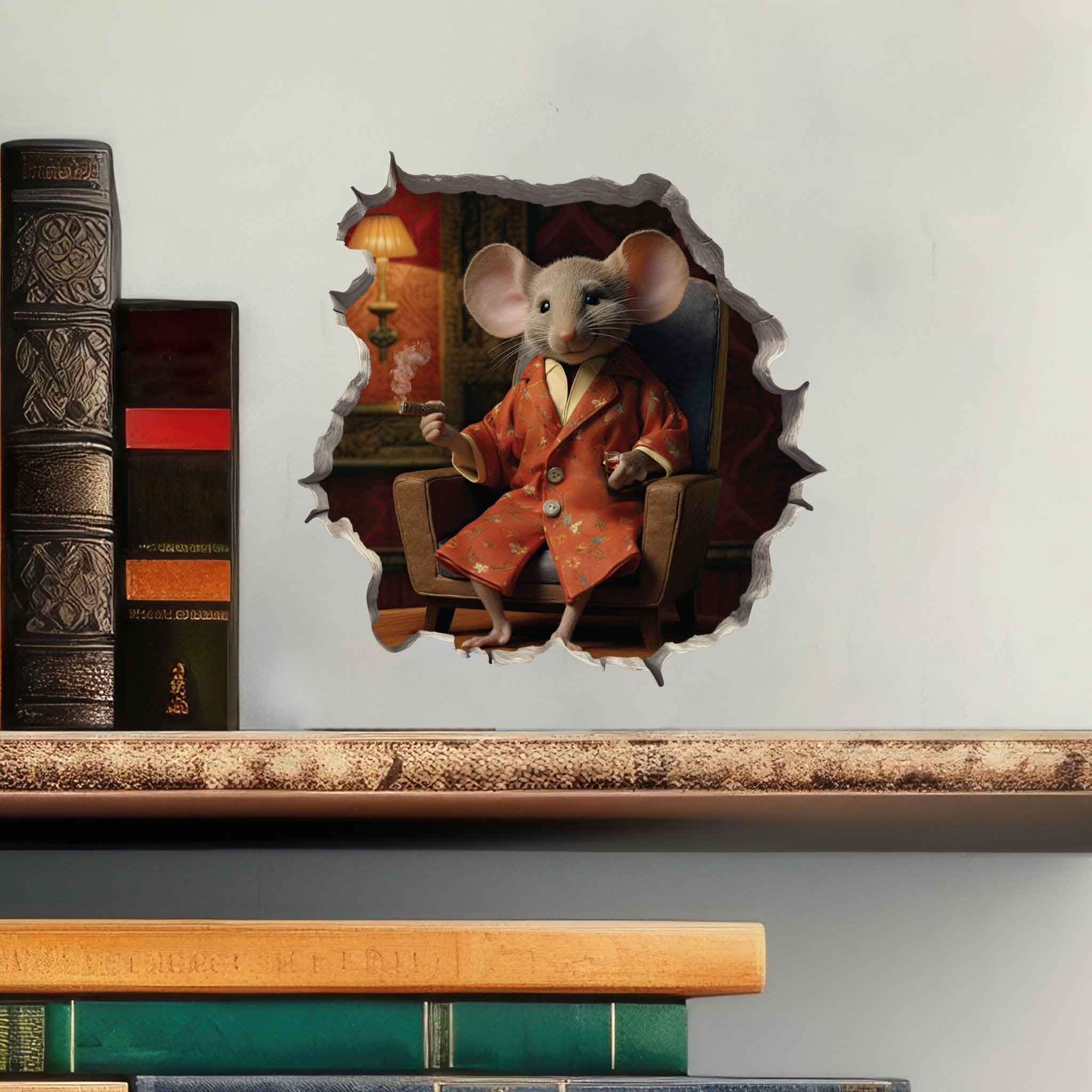 Lounging Gentleman Mouse Hole Decal - My Wonderful Walls
