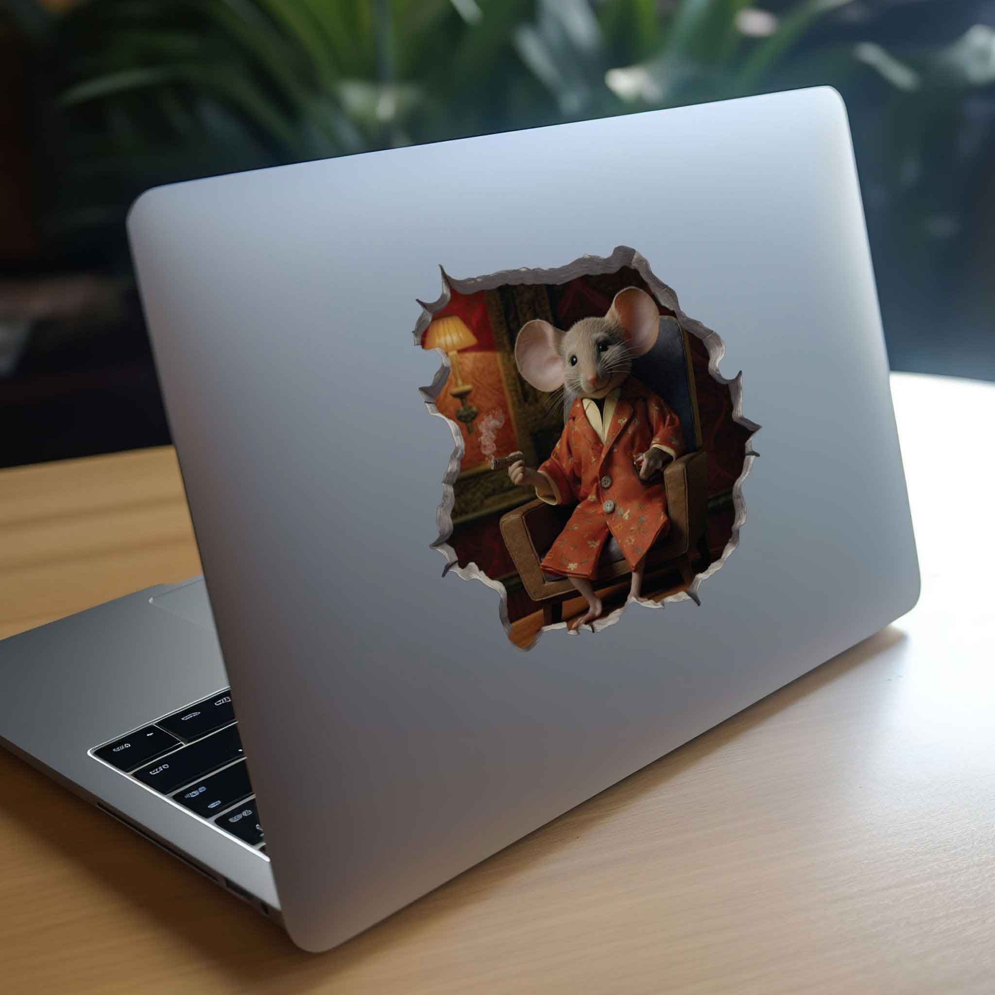 Lounging Gentleman Mouse Hole Decal - My Wonderful Walls