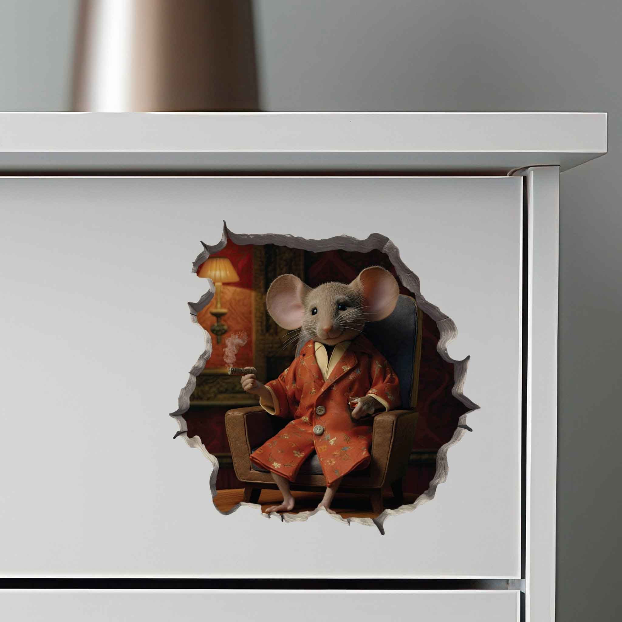 Lounging Gentleman Mouse Hole Decal - My Wonderful Walls