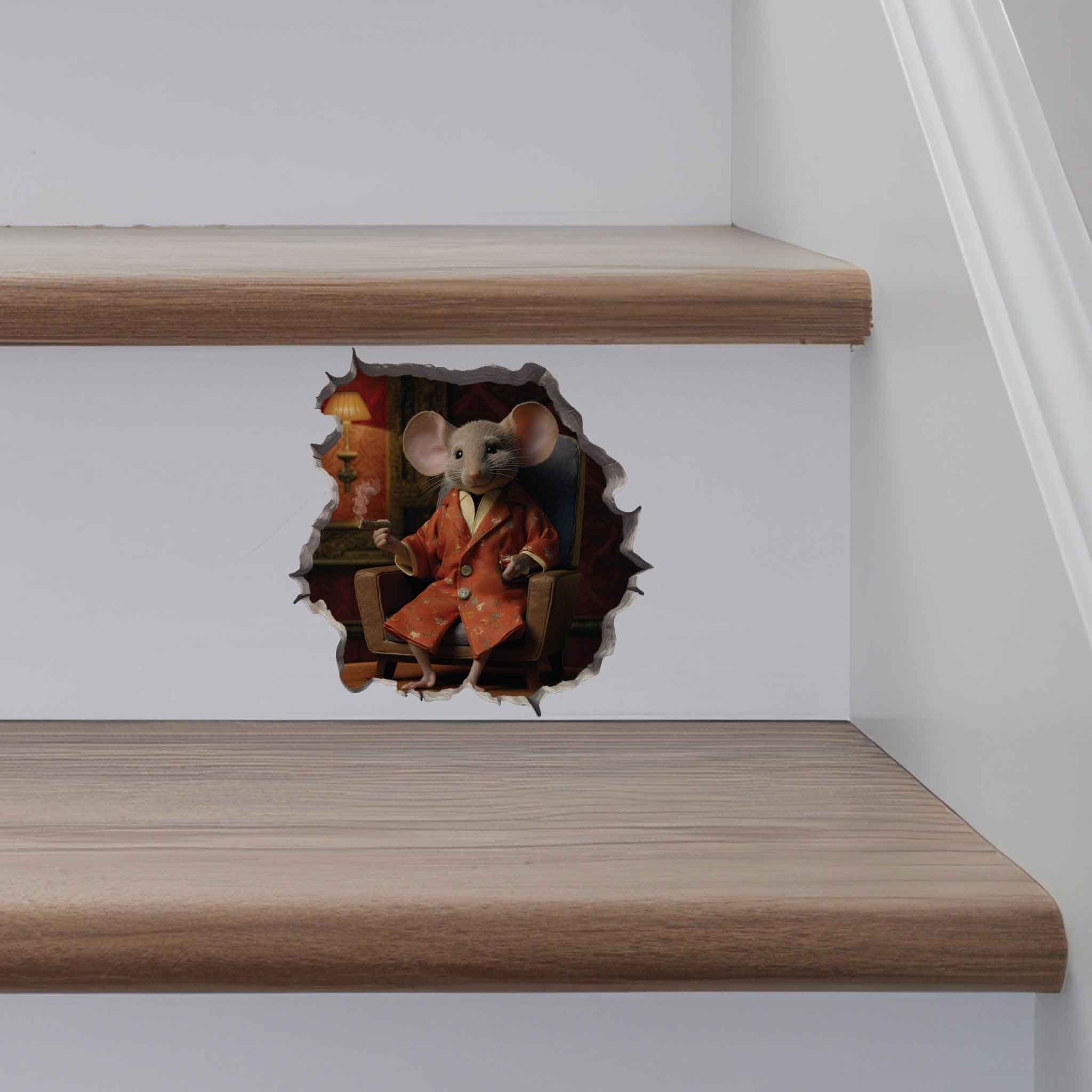Lounging Gentleman Mouse Hole Decal - My Wonderful Walls