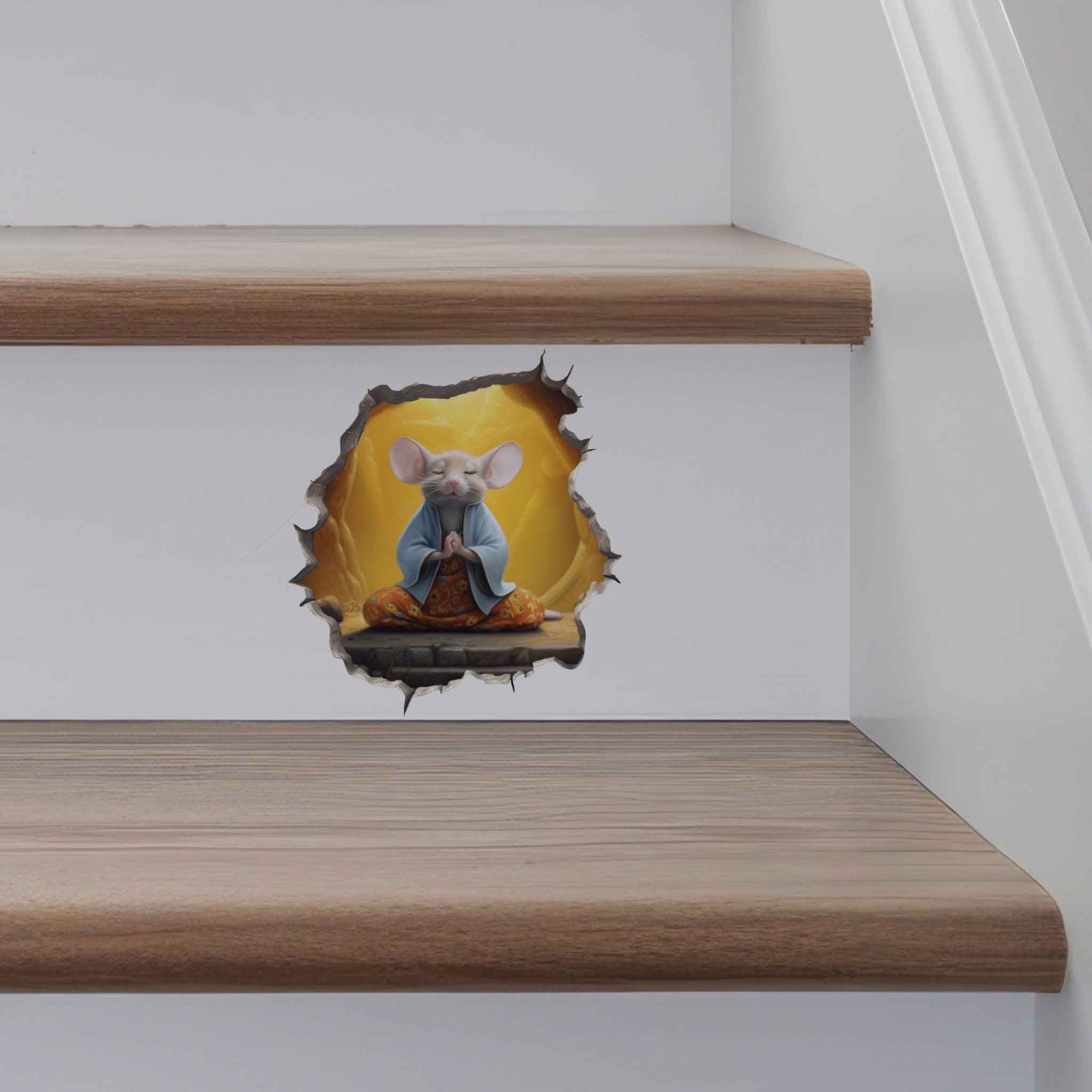 Meditating Mouse Hole Decal - My Wonderful Walls