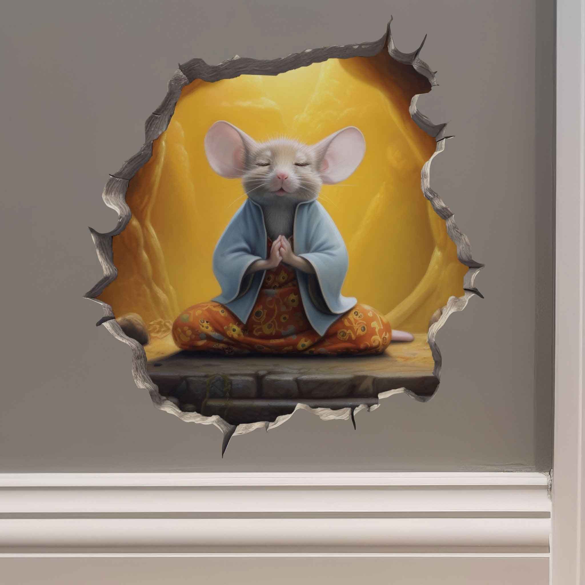 Meditating Mouse Hole Decal - My Wonderful Walls