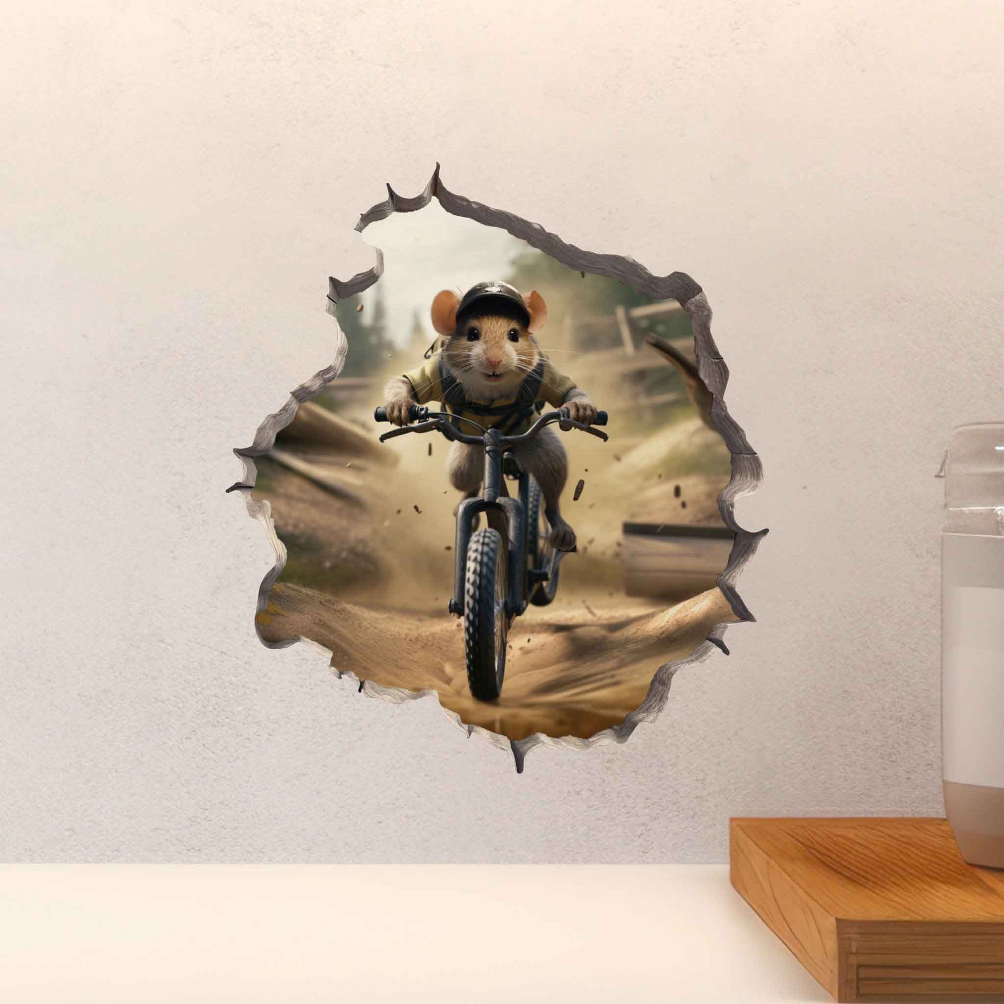 Mountain Biking Mouse Hole Decal - My Wonderful Walls