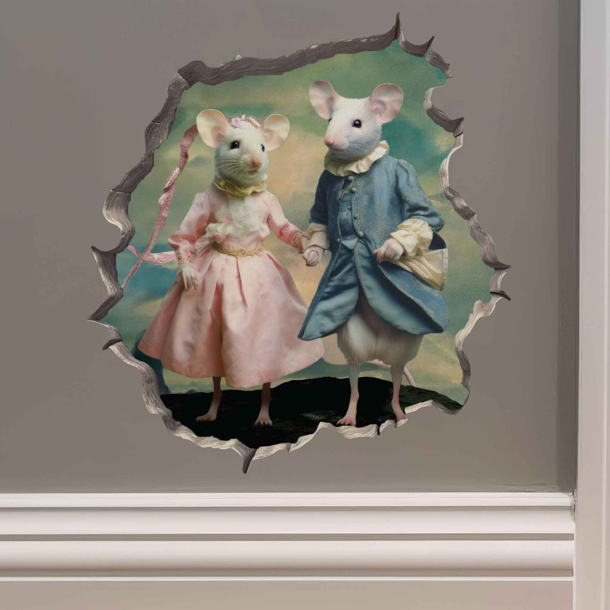 Pinkie and Blue Boy Mouse Hole Decal - My Wonderful Walls