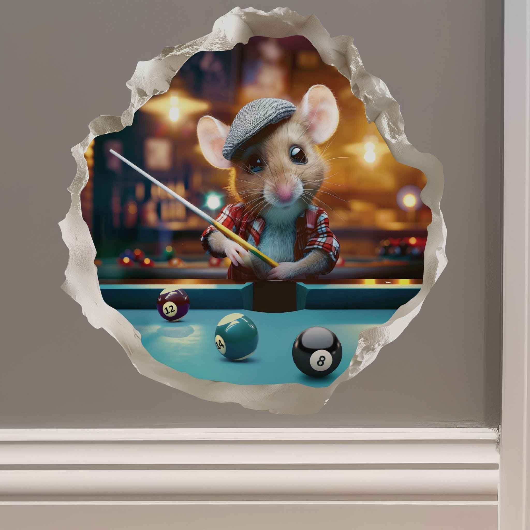 Pool Billiards Mouse Hole Decal - My Wonderful Walls