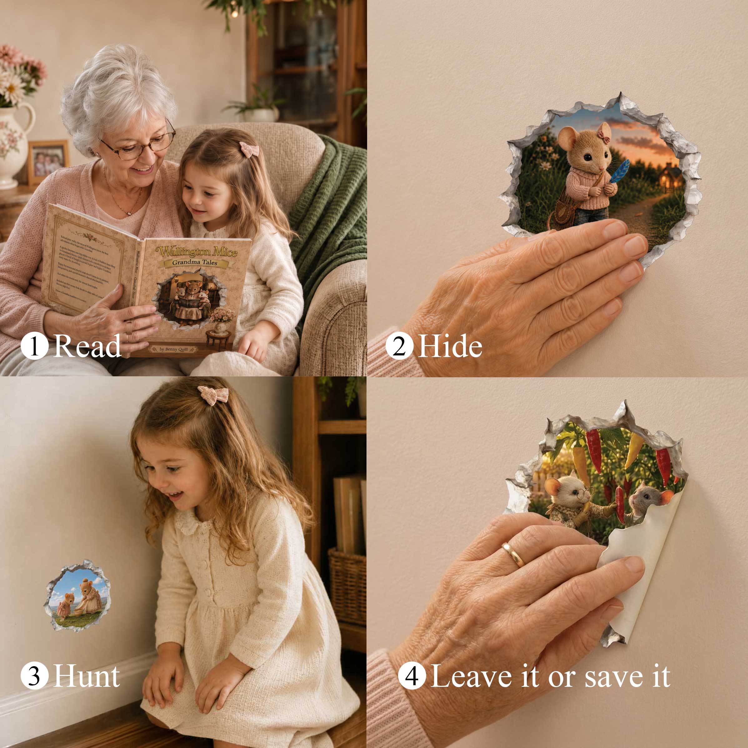 Grandma Tales Hardback Storybook & Mouse Hole Decal Set