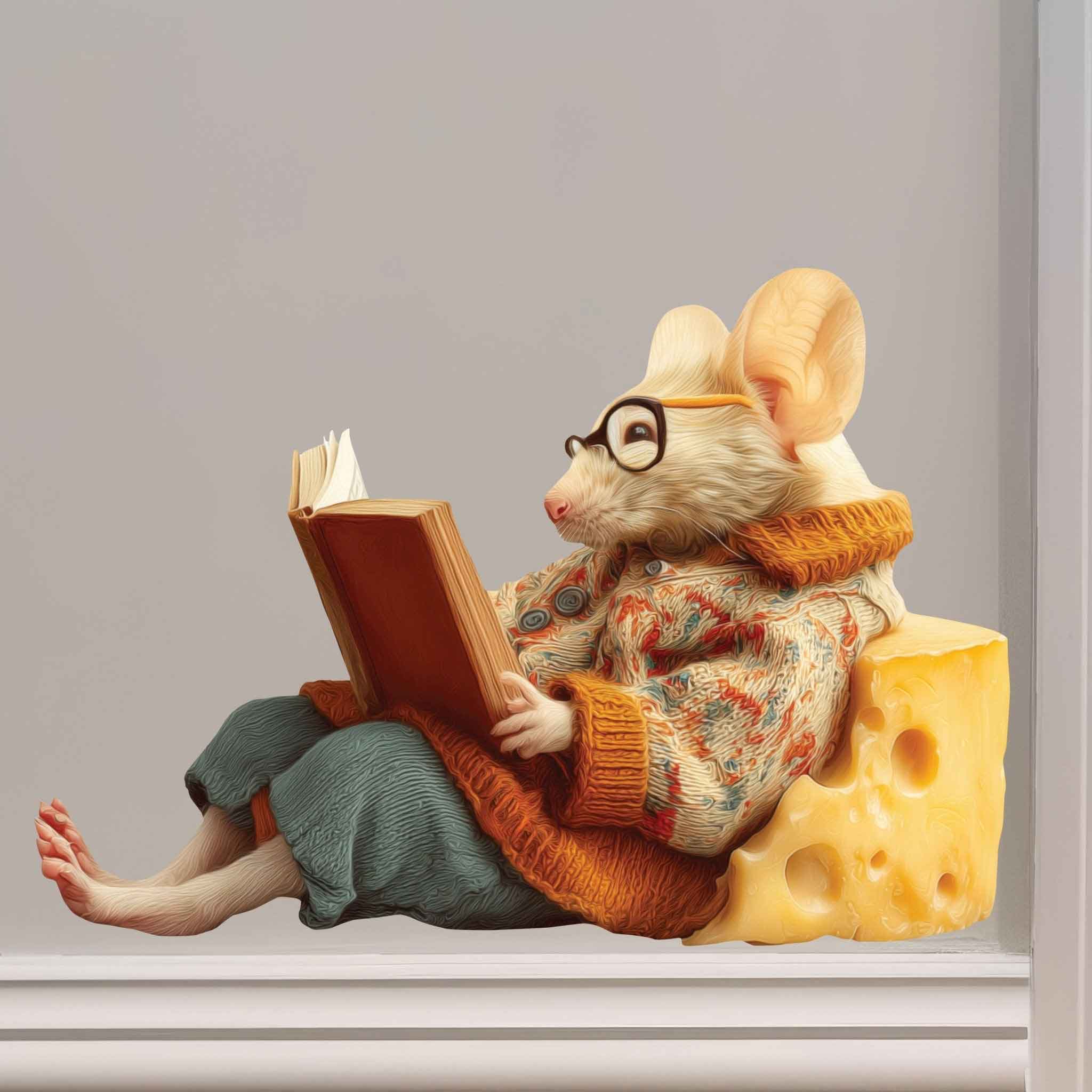 Reading Cheese Mouse Decal - My Wonderful Walls