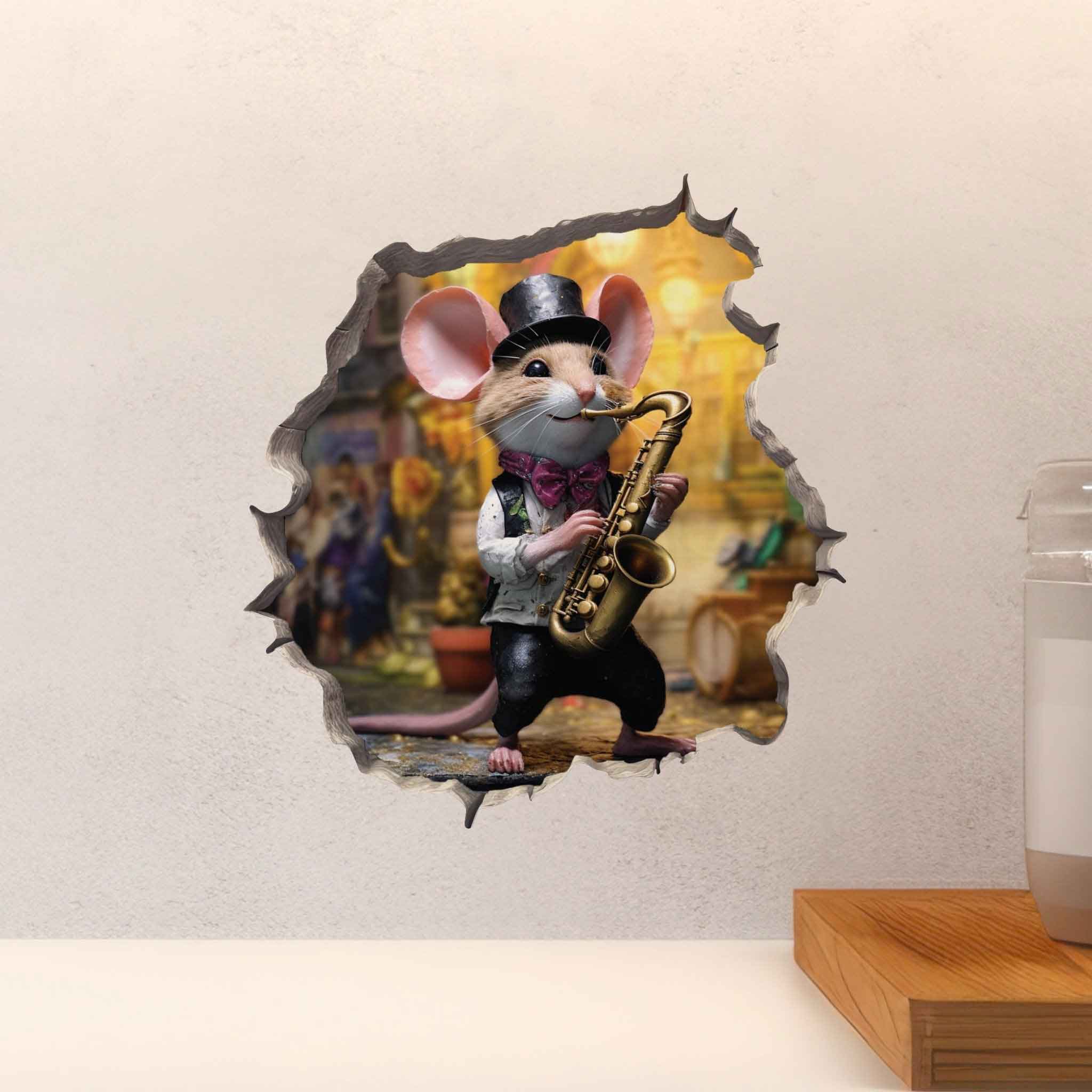 Saxophone Mouse Hole Decal - My Wonderful Walls