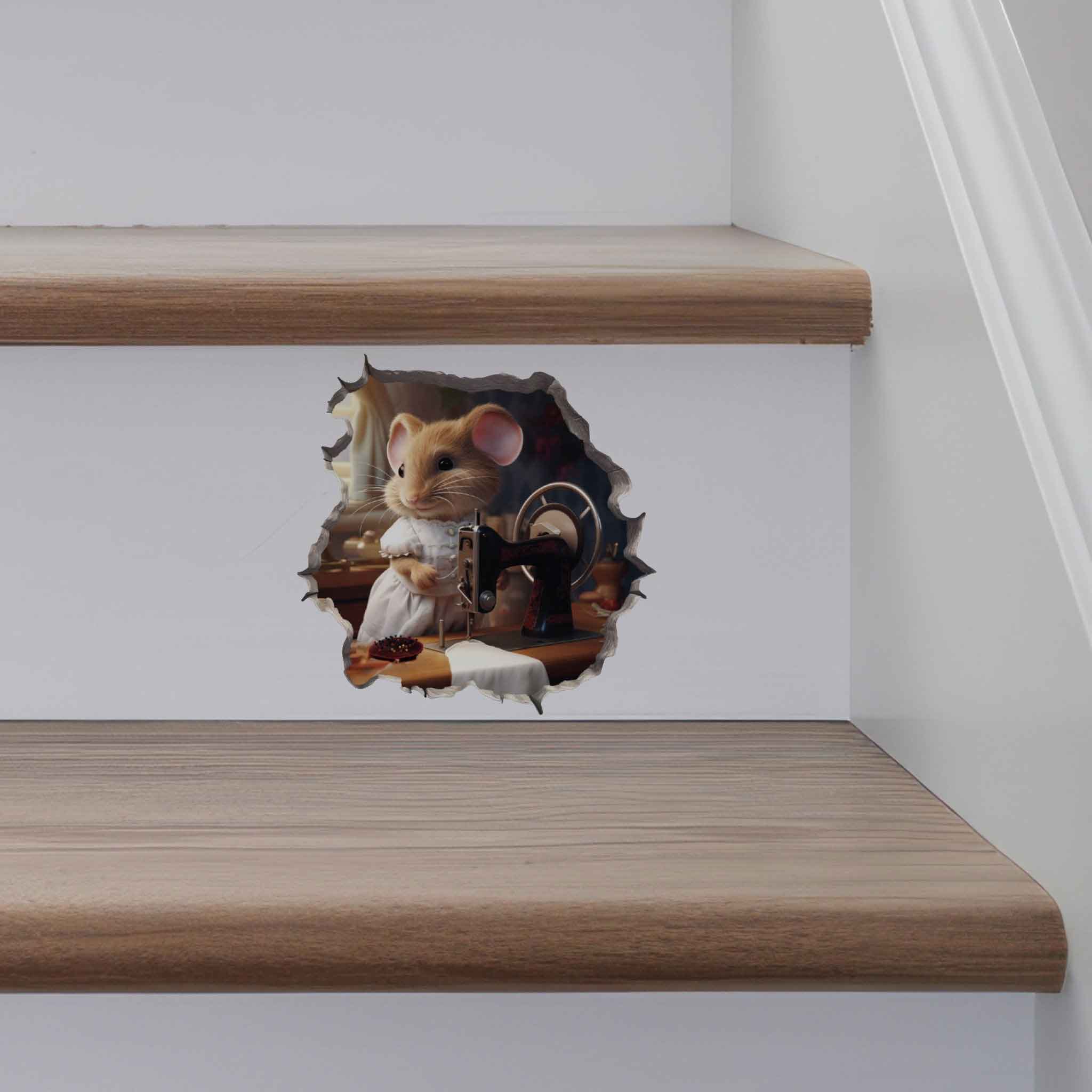 Seamstress Mouse in Mouse Hole Decal - My Wonderful Walls