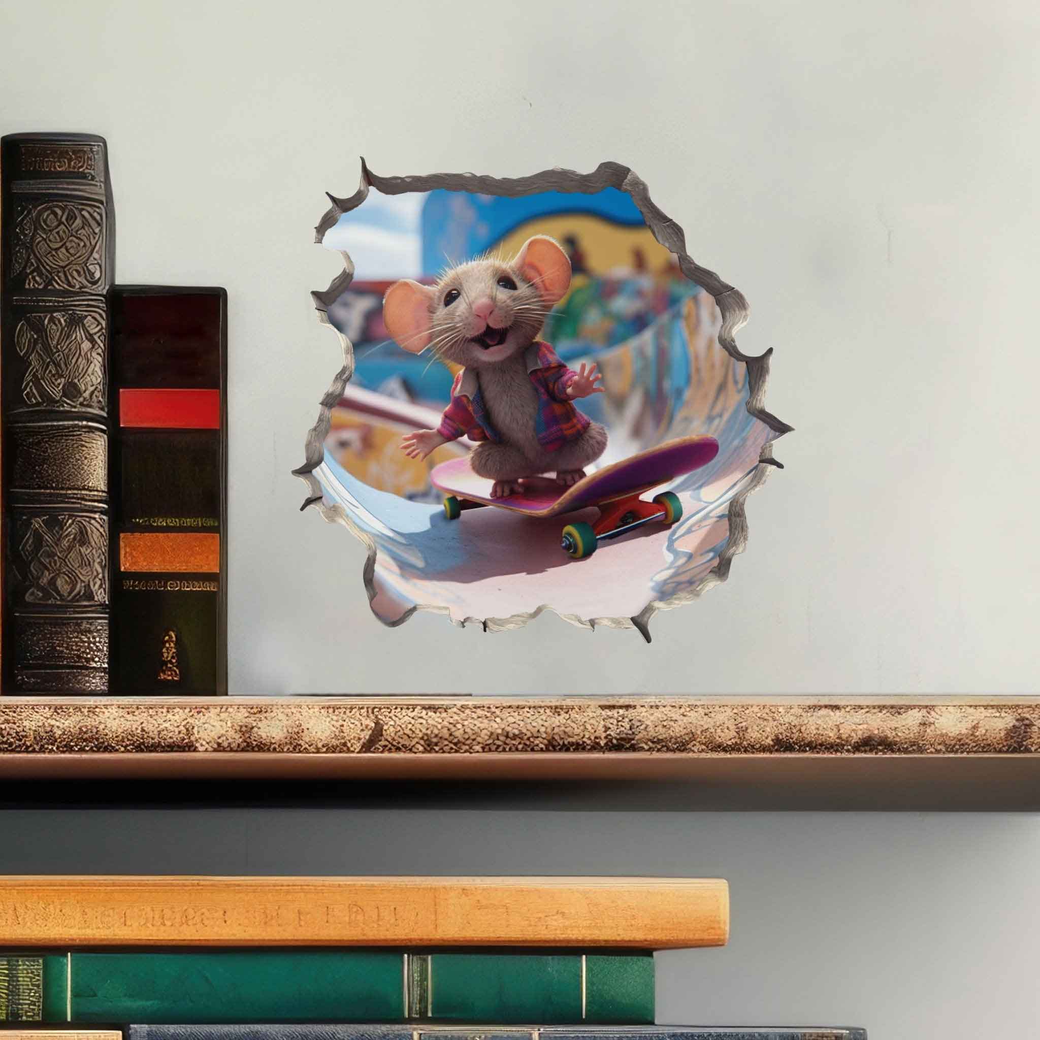 Skateboarding Mouse Hole Decal - My Wonderful Walls