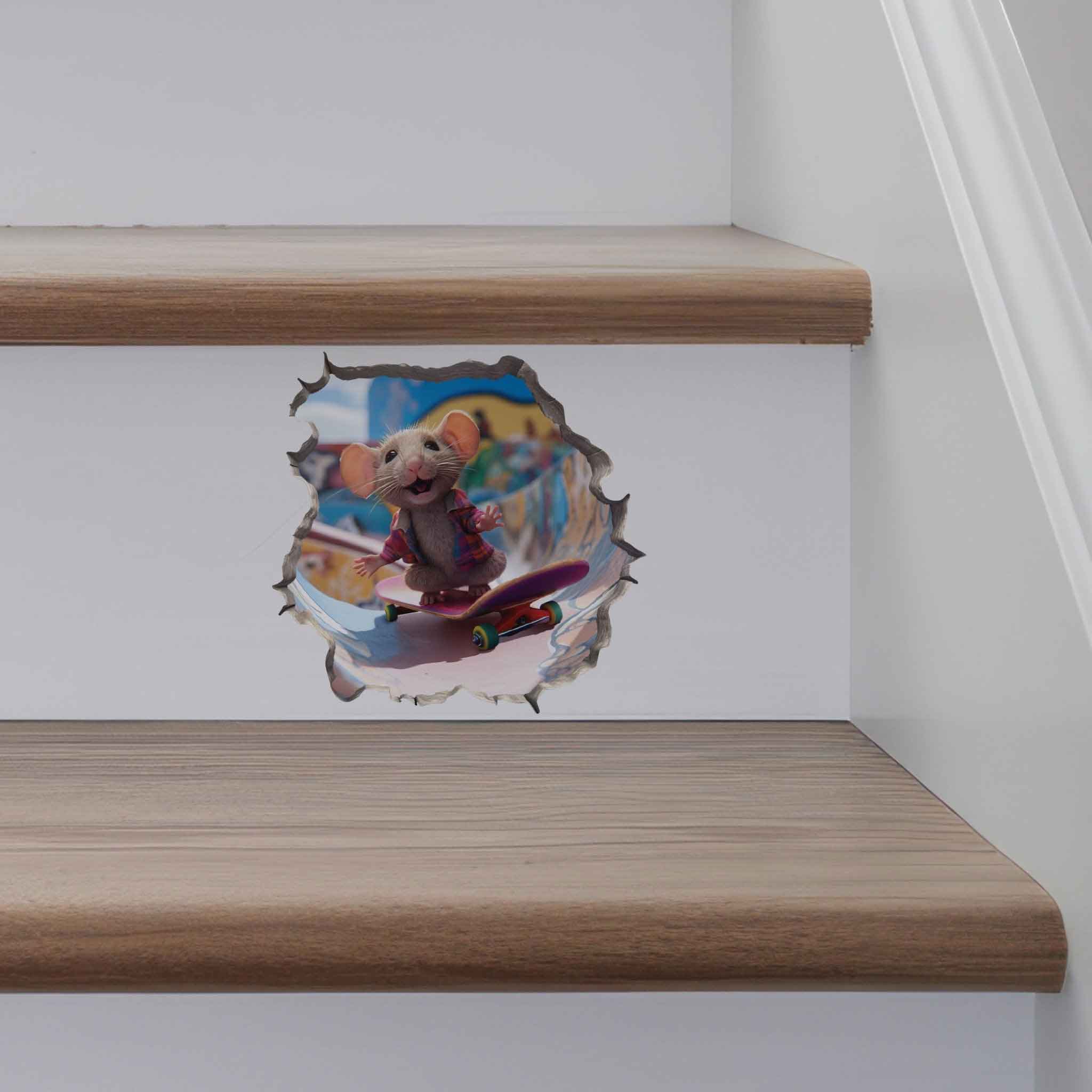 Skateboarding Mouse Hole Decal - My Wonderful Walls