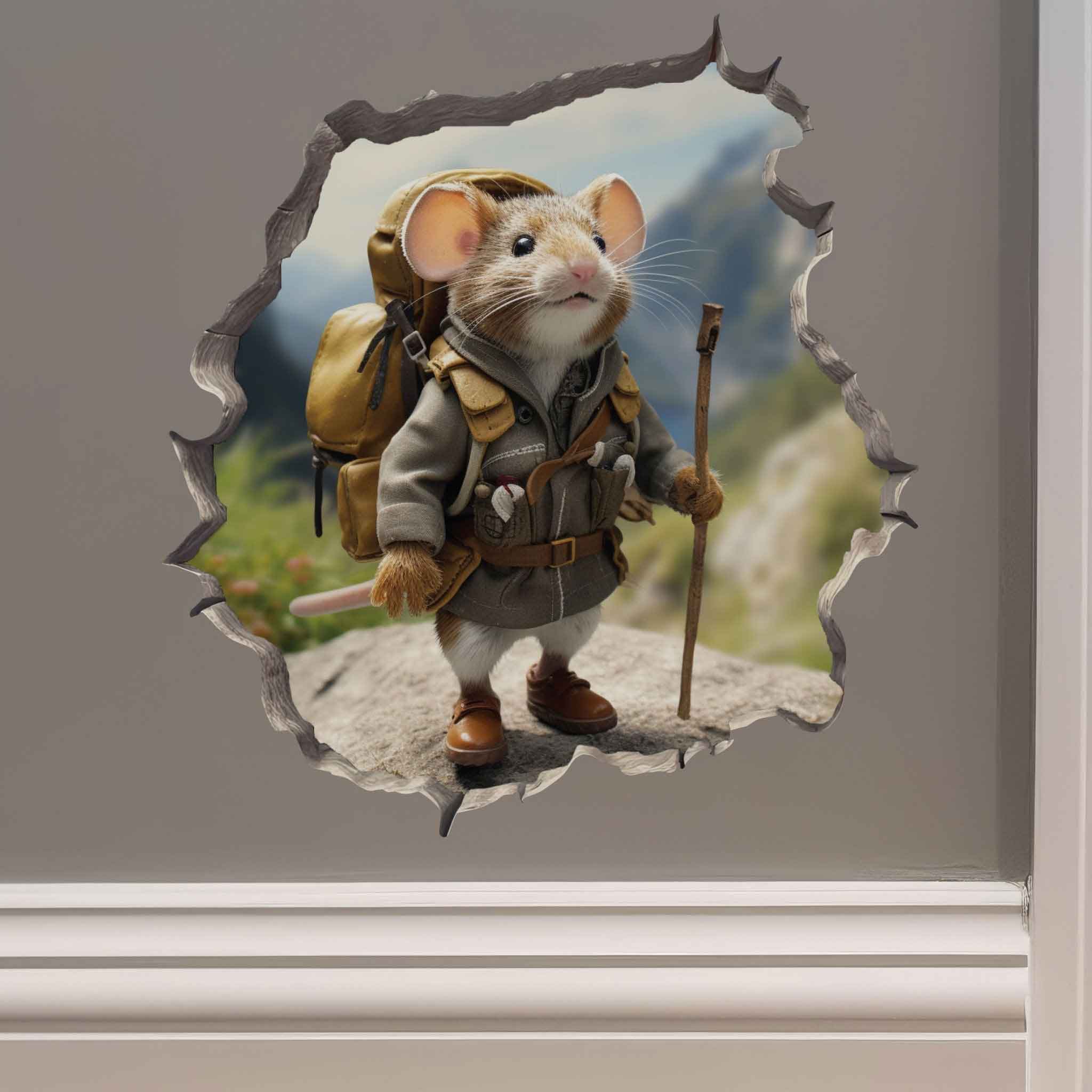 Spring Hiker Mouse Hole Decal - My Wonderful Walls