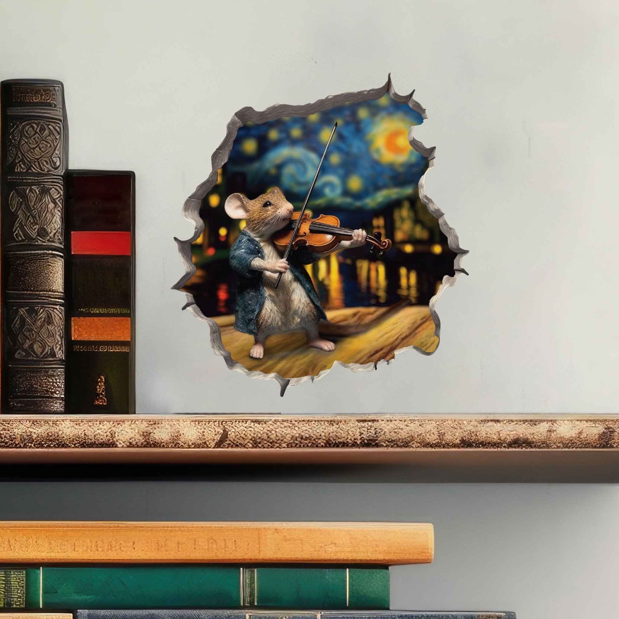 Starry Night Violin Mouse Hole Decal - My Wonderful Walls