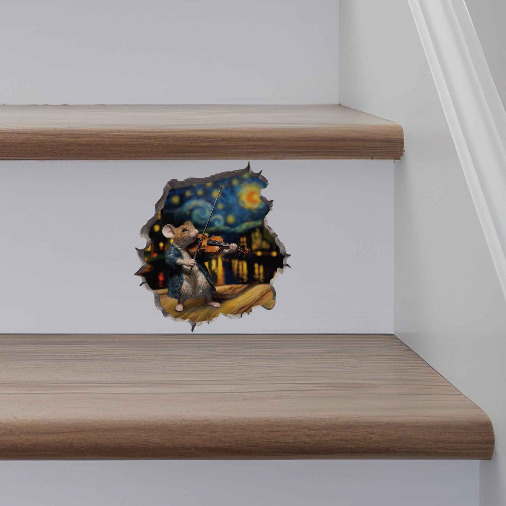 Starry Night Violin Mouse Hole Decal - My Wonderful Walls