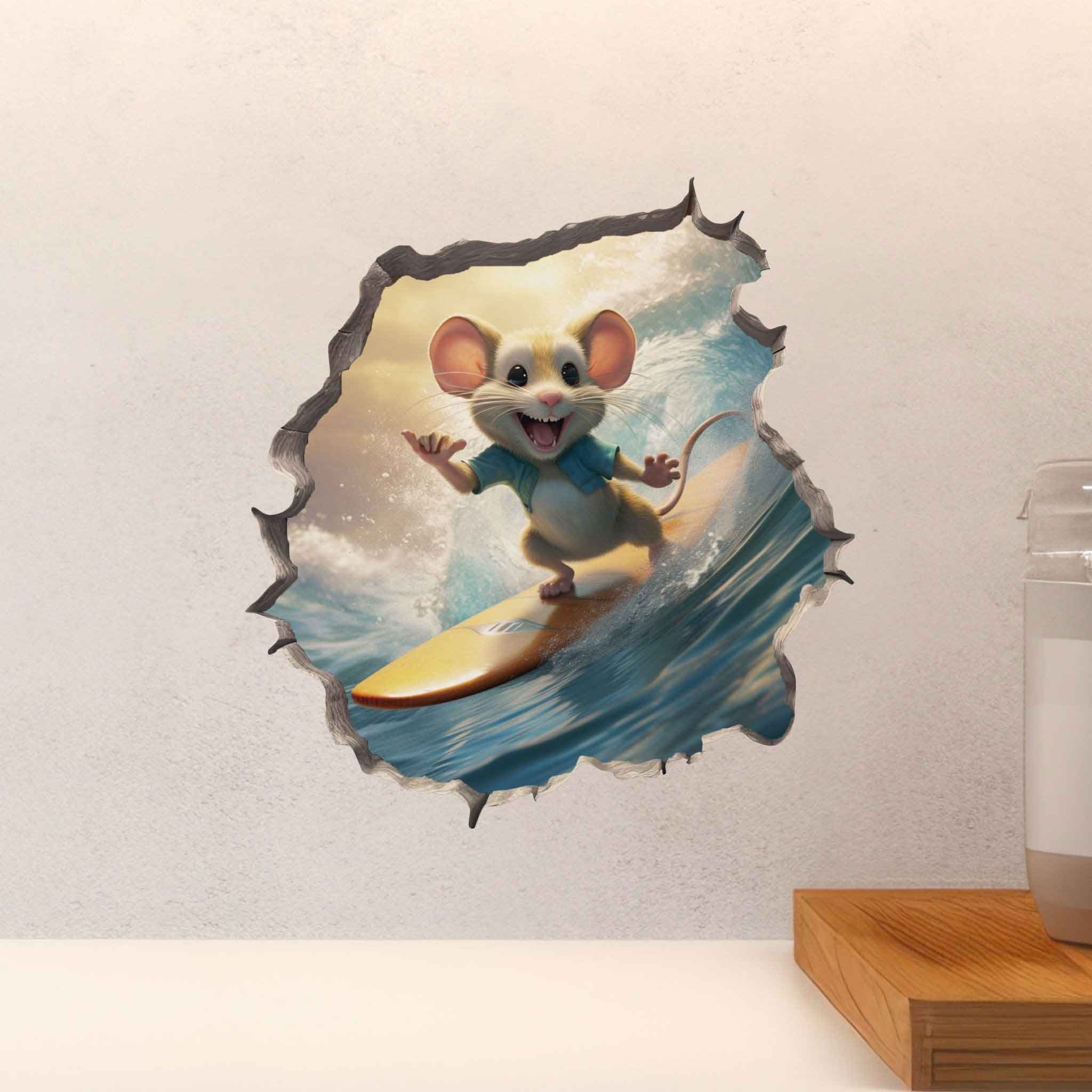 Surfer Mouse Hole Decal - My Wonderful Walls