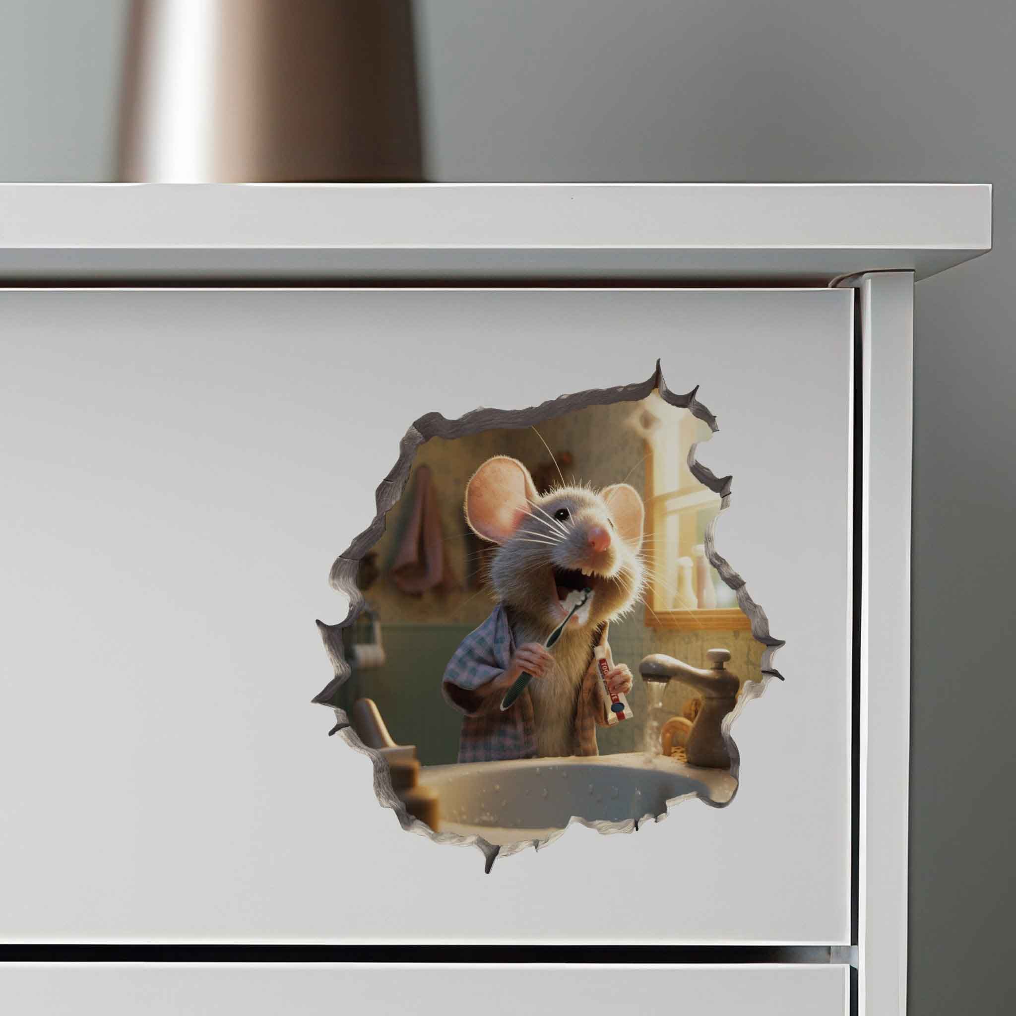 Teeth Brushing Mouse Hole Decal - My Wonderful Walls