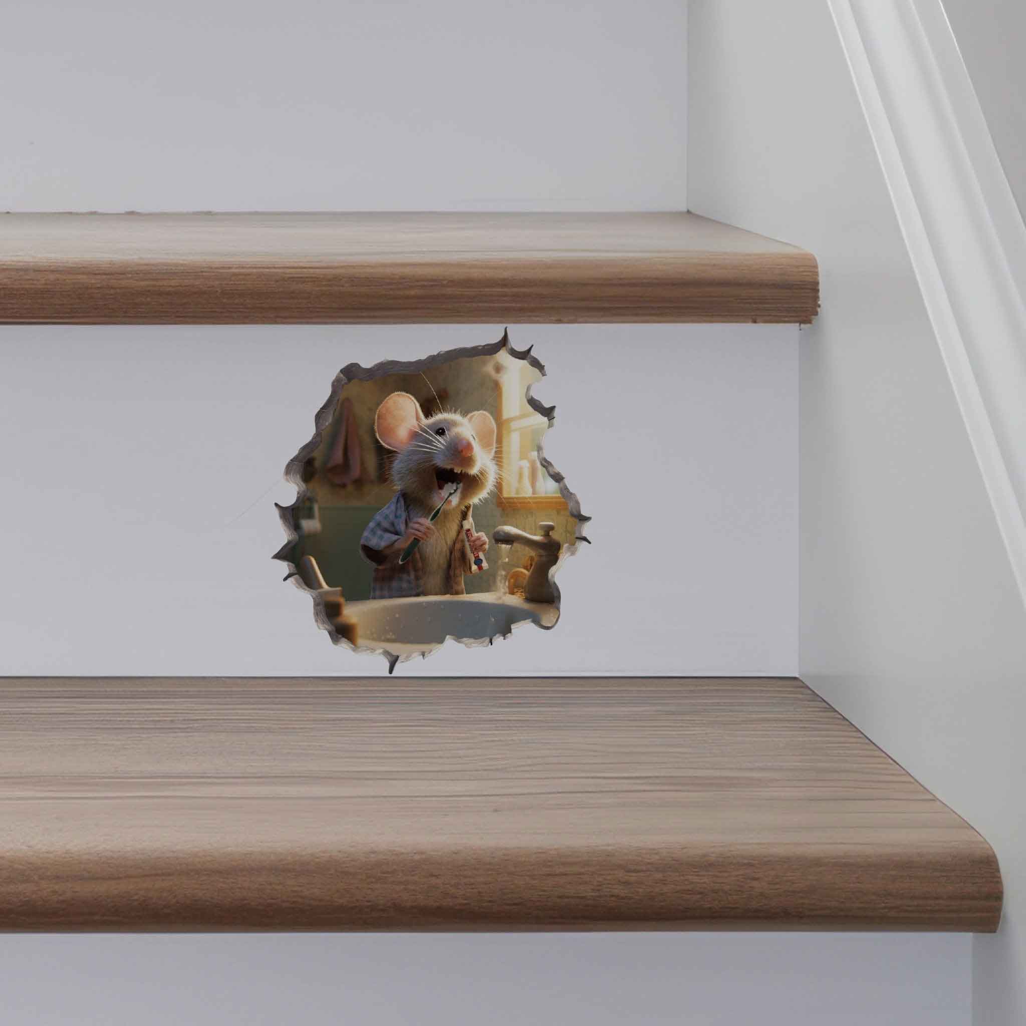 Teeth Brushing Mouse Hole Decal - My Wonderful Walls