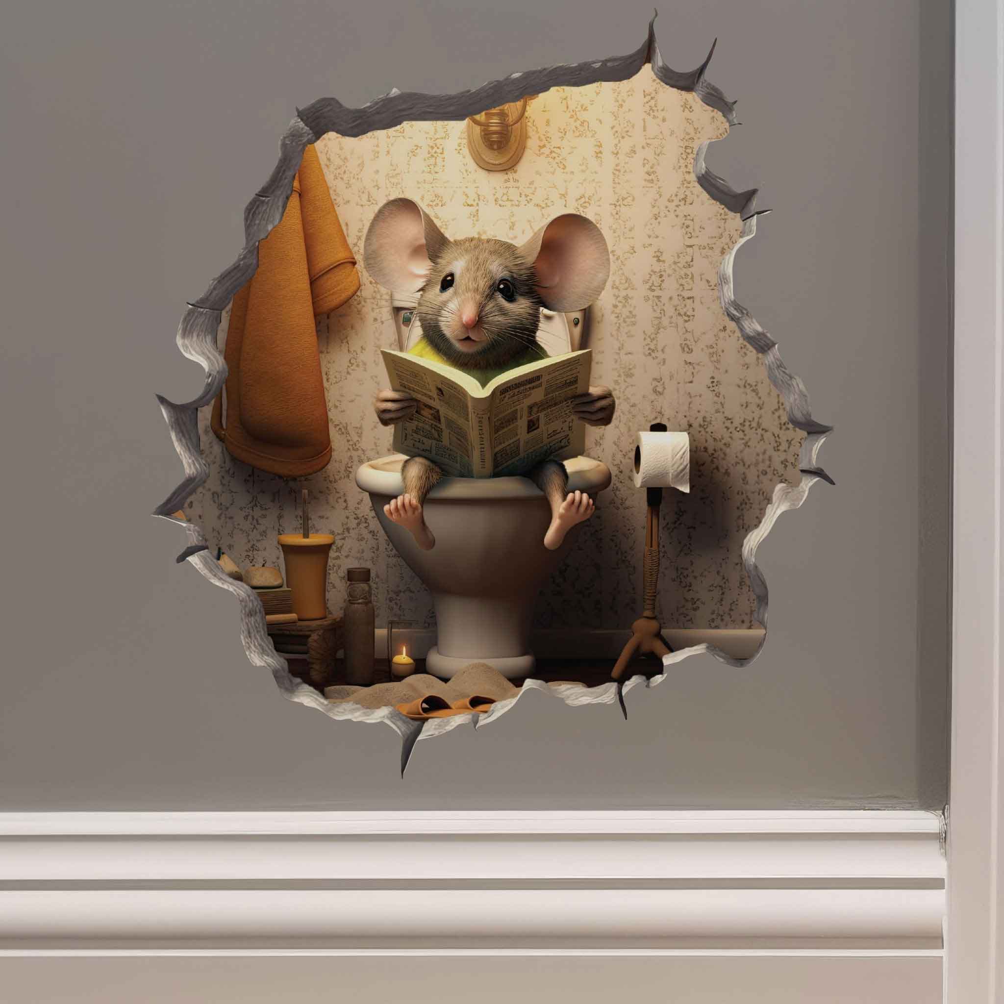 Toilet Mouse Hole Decal - My Wonderful Walls