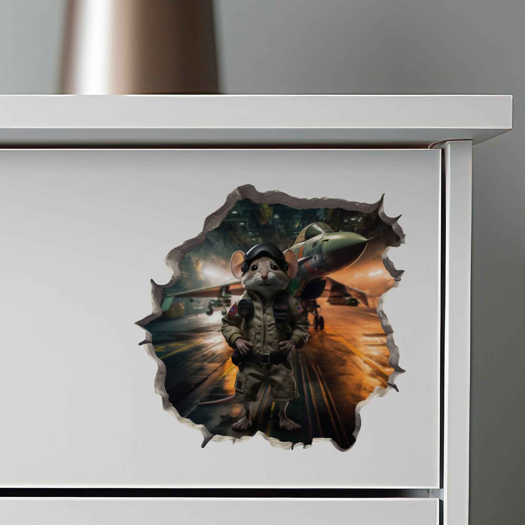 Top Gun Navy Pilot Mouse Hole Decal - My Wonderful Walls