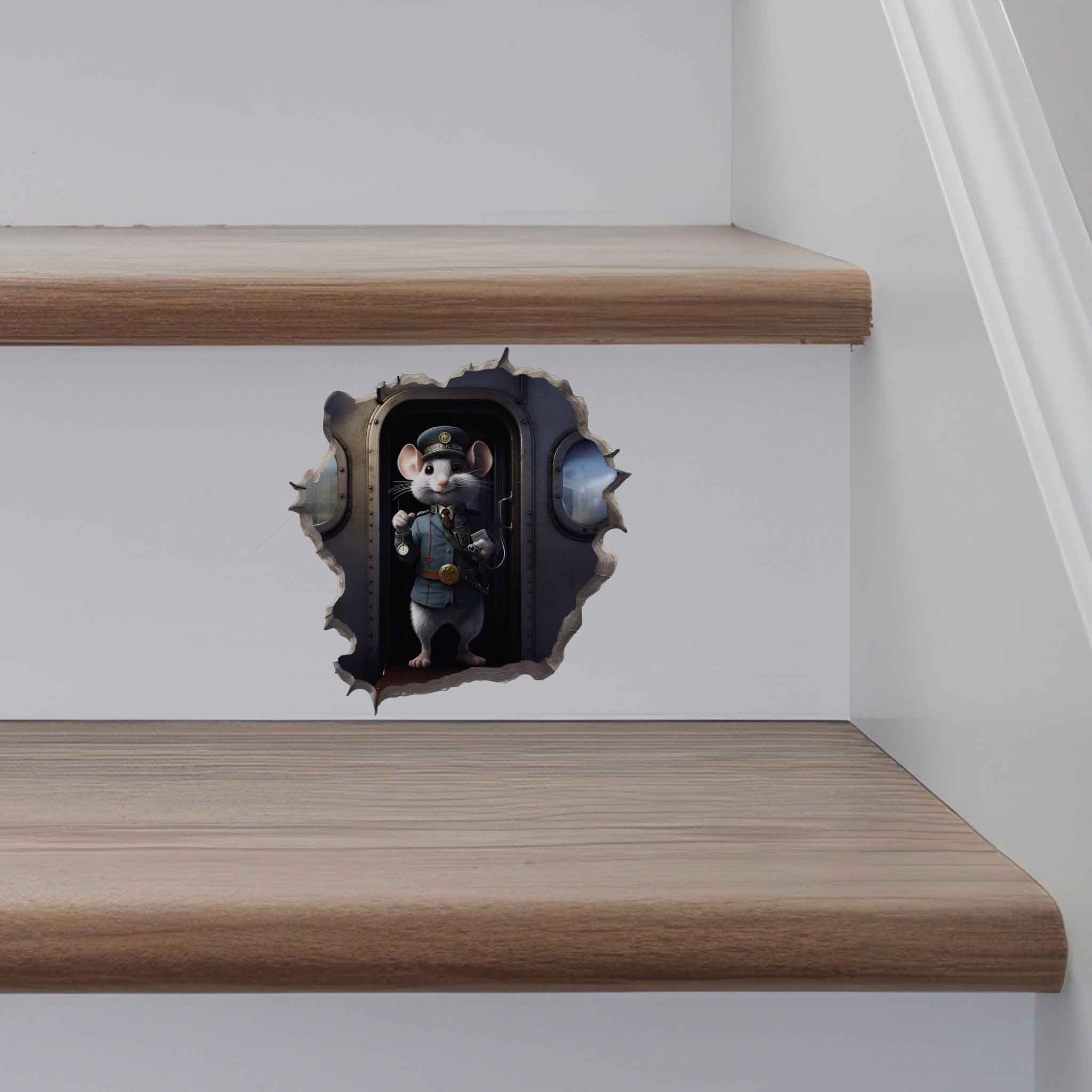 Train Conductor Mouse Hole Decal - My Wonderful Walls