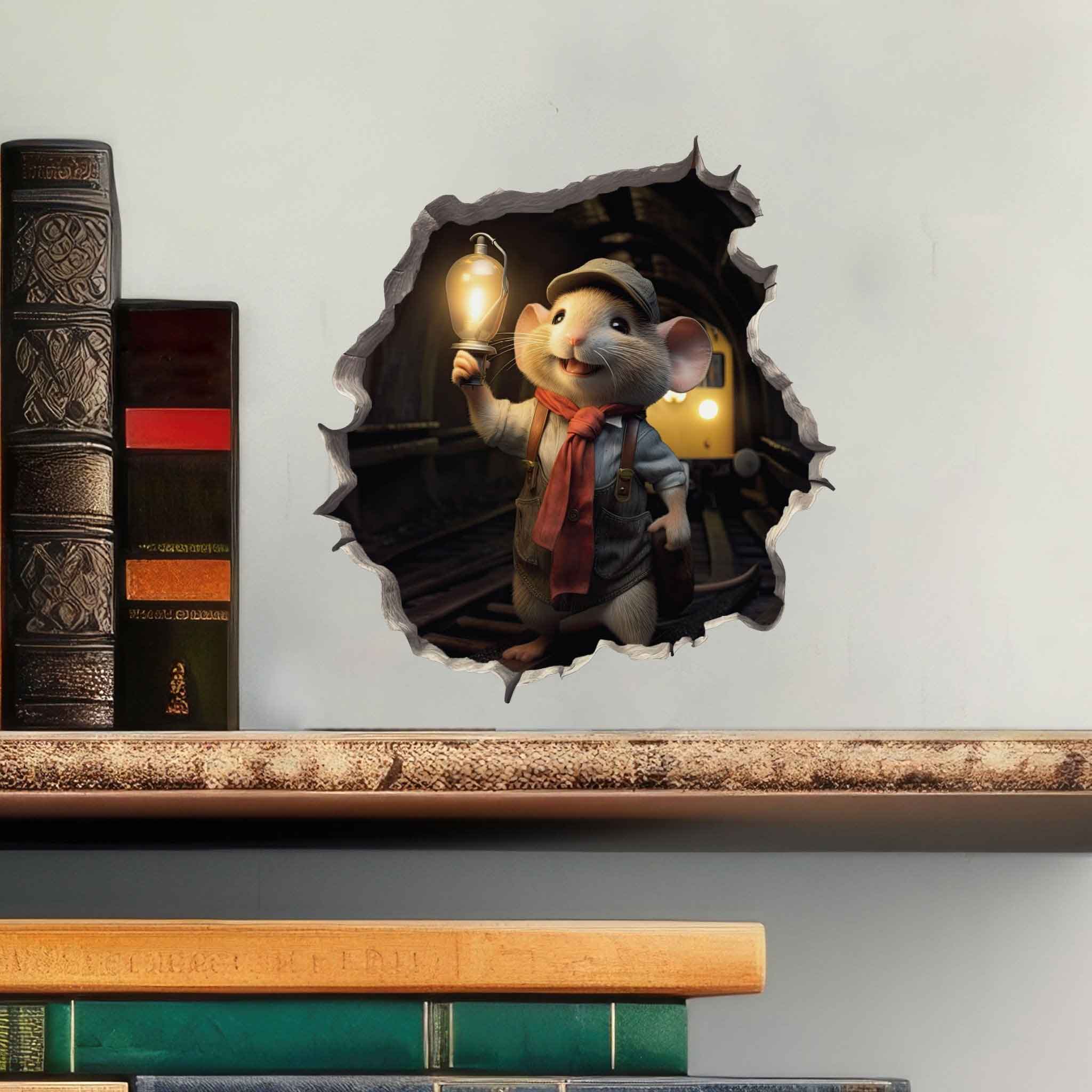 Train Engineer Mouse Hole Decal - My Wonderful Walls