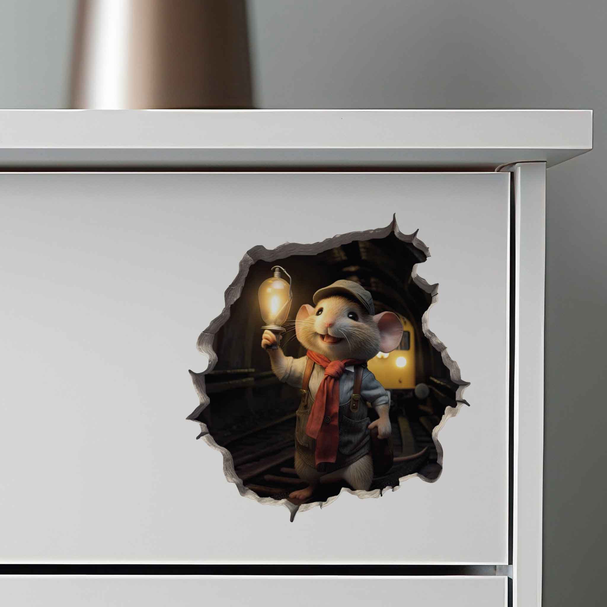 Train Engineer Mouse Hole Decal - My Wonderful Walls