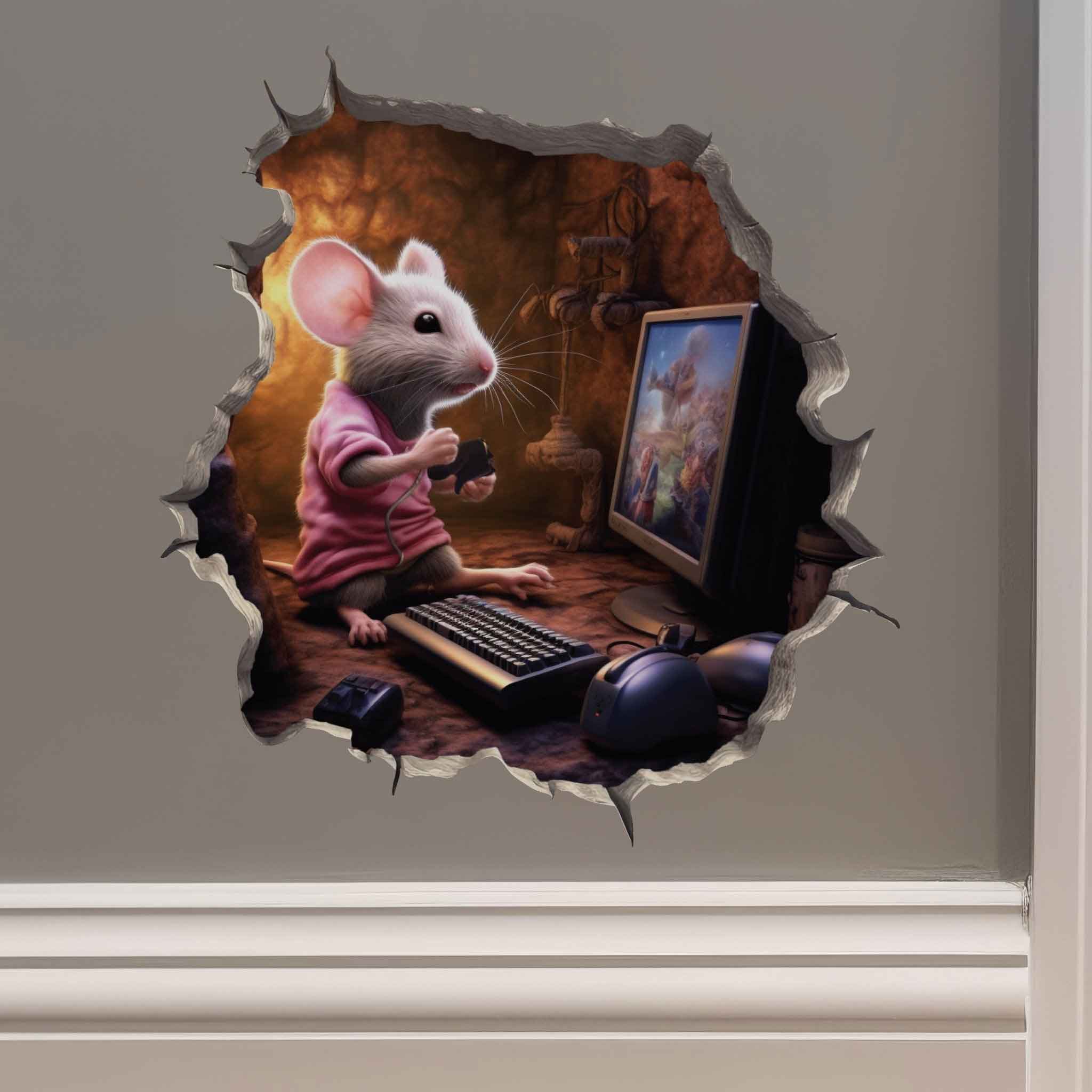 Video Gamer Mouse Hole Decal - My Wonderful Walls