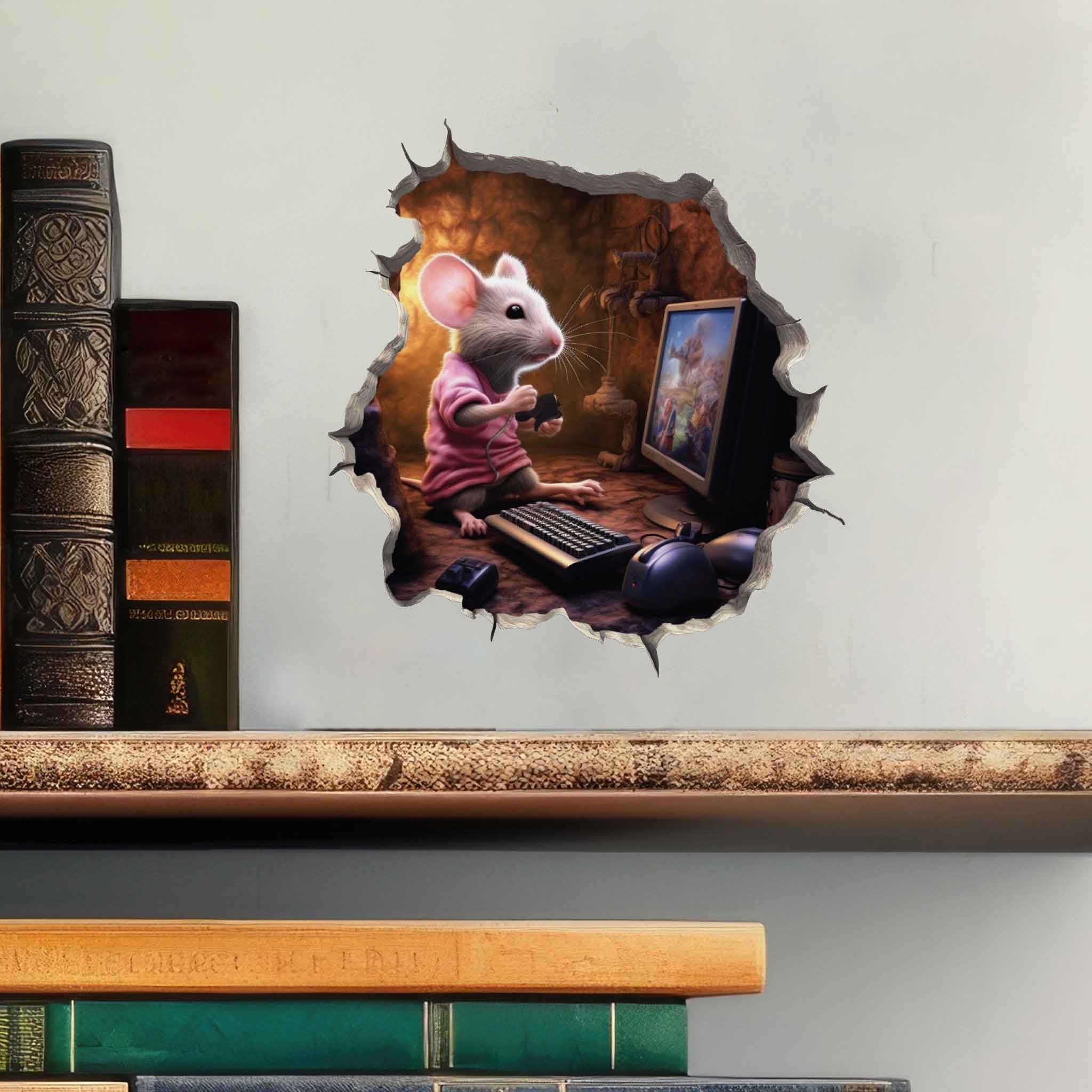 Video Gamer Mouse Hole Decal - My Wonderful Walls